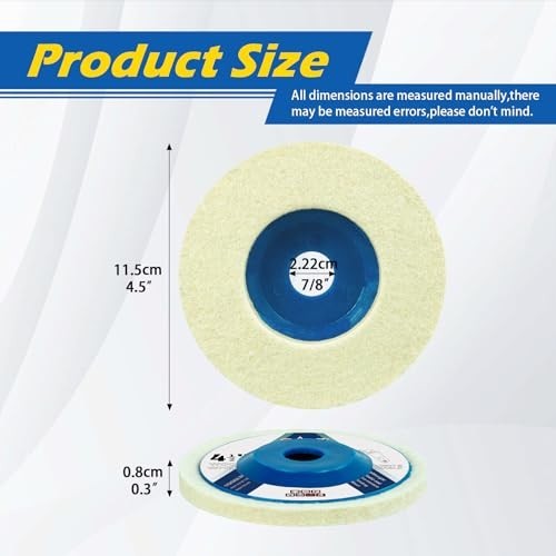 10 Pcs 4.5″ Wool Felt Polishing Wheel Discs for Angle Grinder – Metal, Stone, Ca