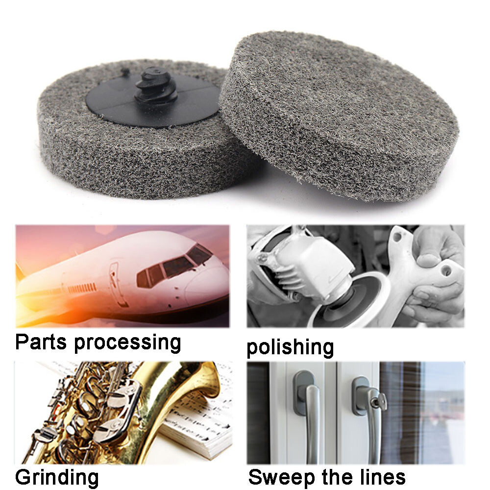 2″ 50mm R Lock Grey Fiber Polishing Wheel Discs Roll Buffing Pads 9P 1/4″ Shank
