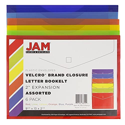 Plastic Expansion Envelopes with Hook & 2″ Expansion Assorted Colors 6 Pack