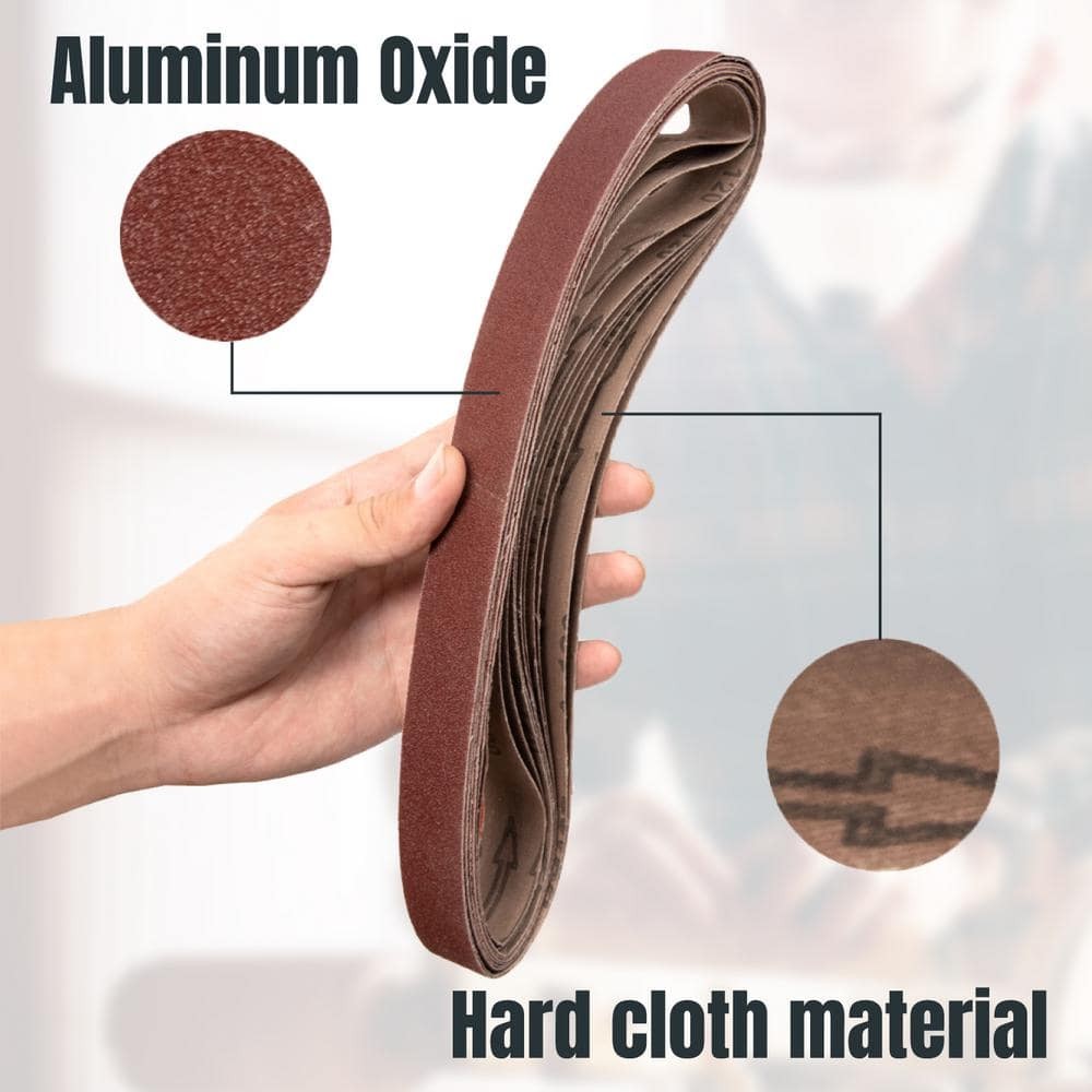 1 in. X 30 in. 80-Grit Aluminum Oxide Sanding Belt (10-Pack)