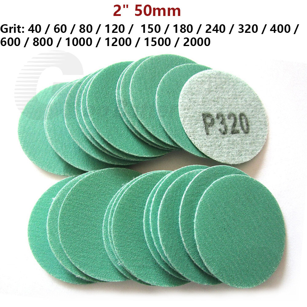 2 inch 50mm Wet & Dry Sanding Discs 40 – 2000 Grit Sandpaper Film Pads Hook Loop