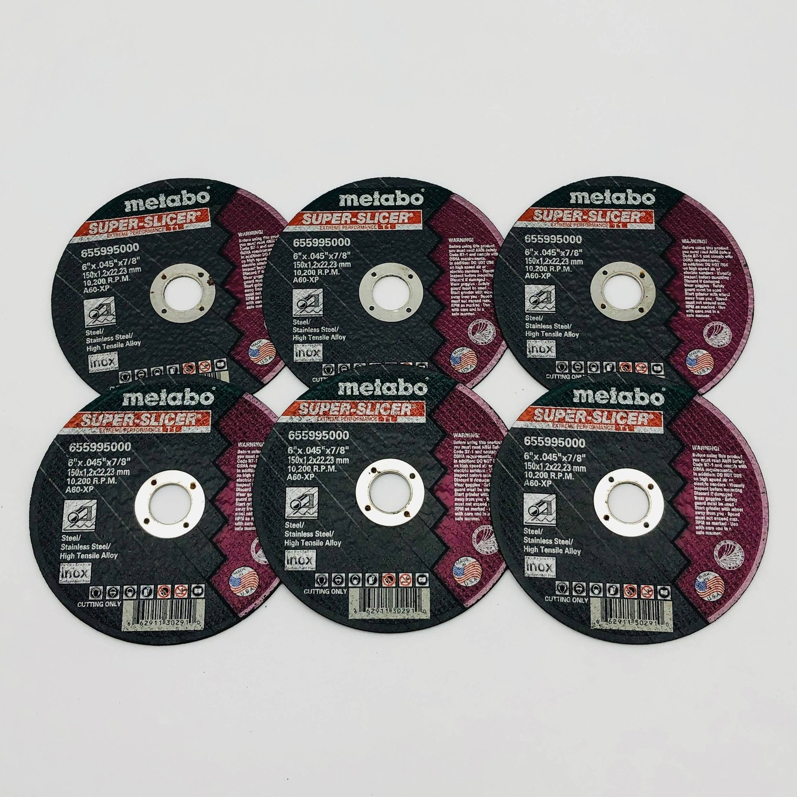 Metabo 55995 Straight Cut-Off Wheel 6″x.045″x7/8″ Super Slicer Type 1 A60 XP 6pk