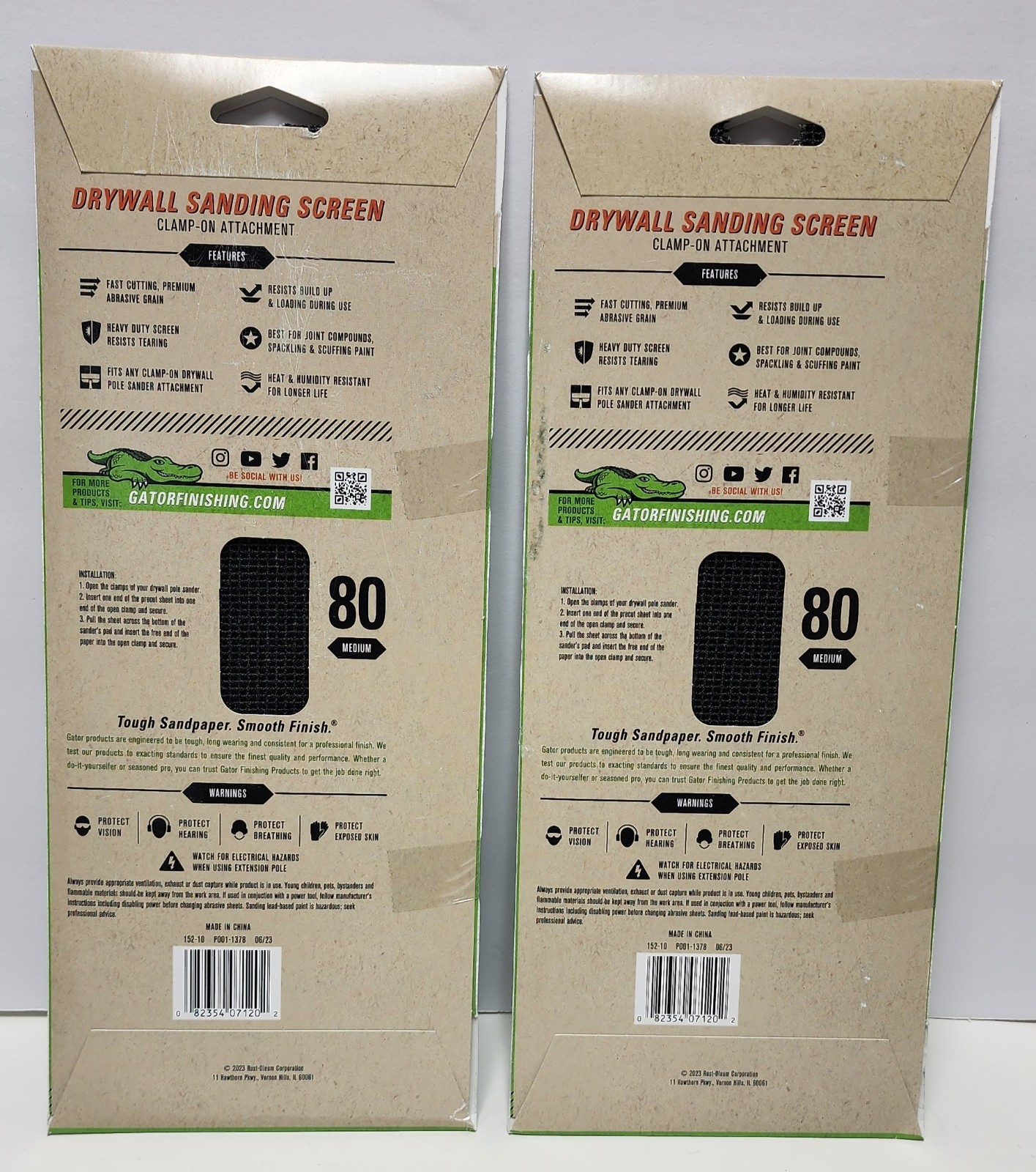 2 Packs Gator Drywall Sanding Screen Clamp On 80 Medium 5 Sheets 4.25″ 7120
