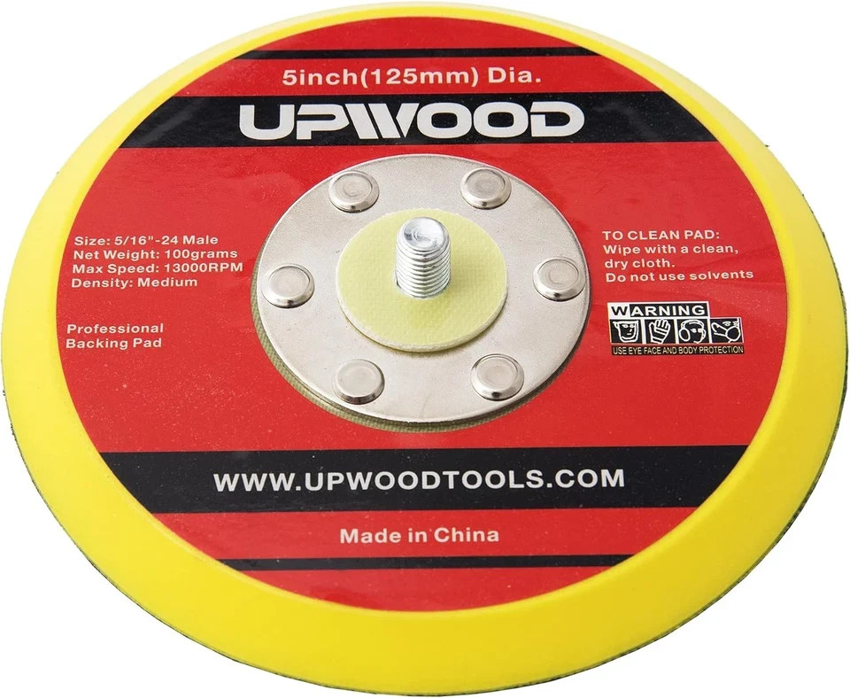 2 Pcs 5″ Hook and Loop Backing Pad for Air Sander Polisher, 5/16″ Arbor with 24