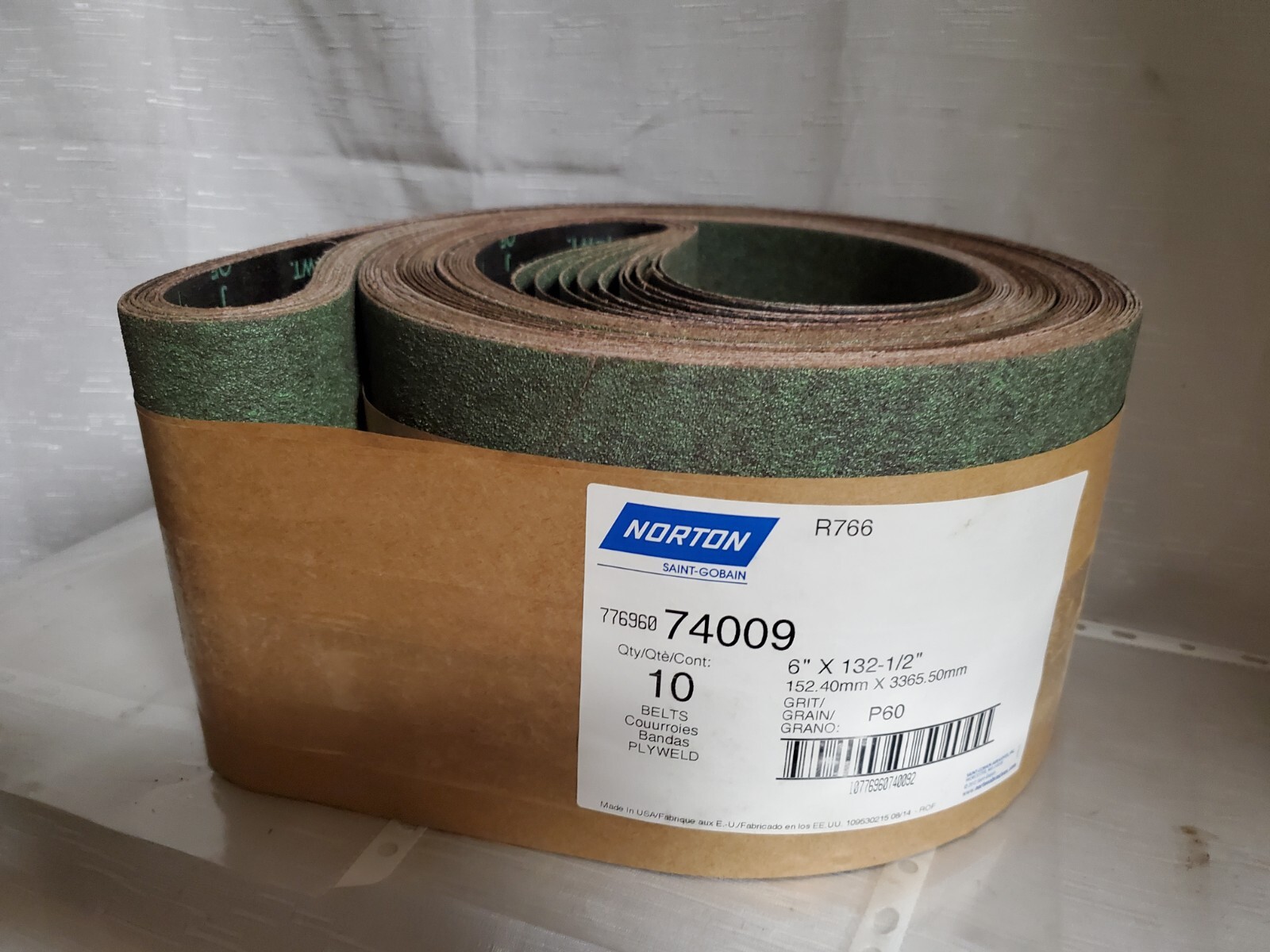 Sanding Belt Norton R766 60 Grit Green 6″x132-1/2″ (10x) (O-0048)