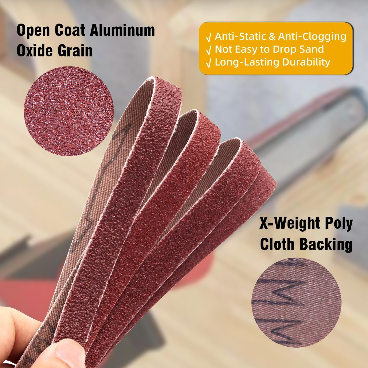 Sanding Belts 3/8×13 Inch 42 Pcs 7 Grits 40-400 Aluminum Oxide Air File Sander