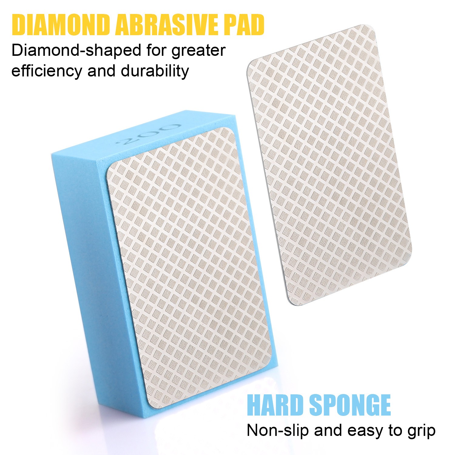 6Pcs Hand Diamond Polishing Pads Sanding Blocks Set Grit 60/100/200/400/600/1000