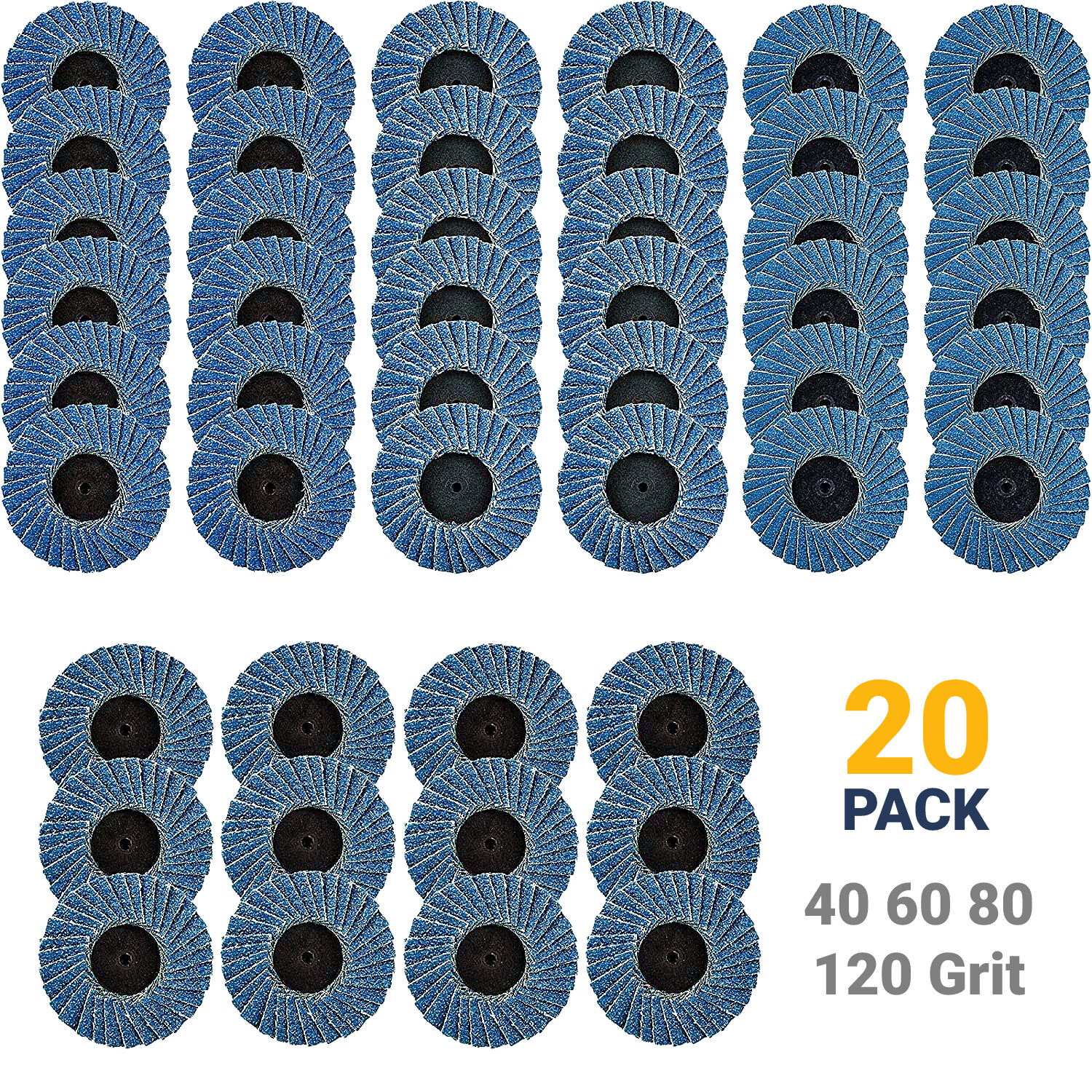 20 PCS 2 inch Zirconia Roll Lock Flap Sanding Disc 40 60 80 120 Grit Die Grinder