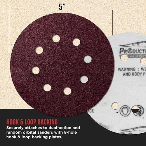 160 Pack 5 inch Sanding Discs 8-Hole Red Variety Pack Grit, Hook ,Loop Sandpaper