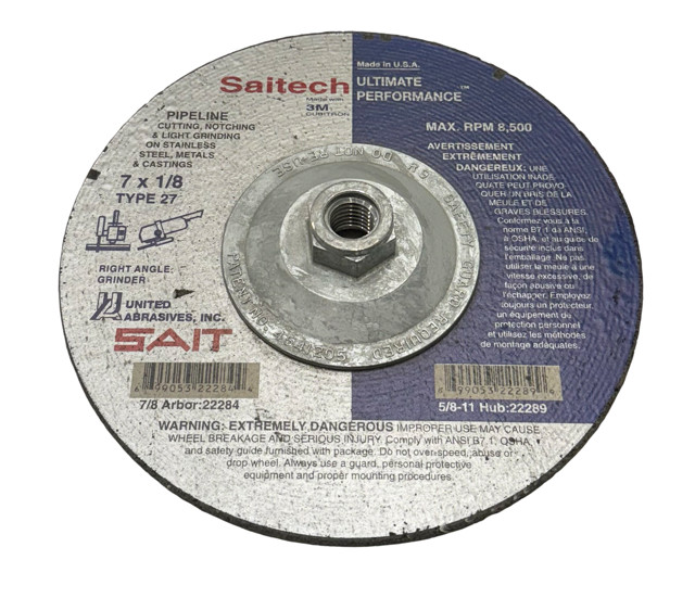 SAIT 7″ x 1/8″ x 5/8-11 Depressed Center Grinding Wheel Ceramic T27