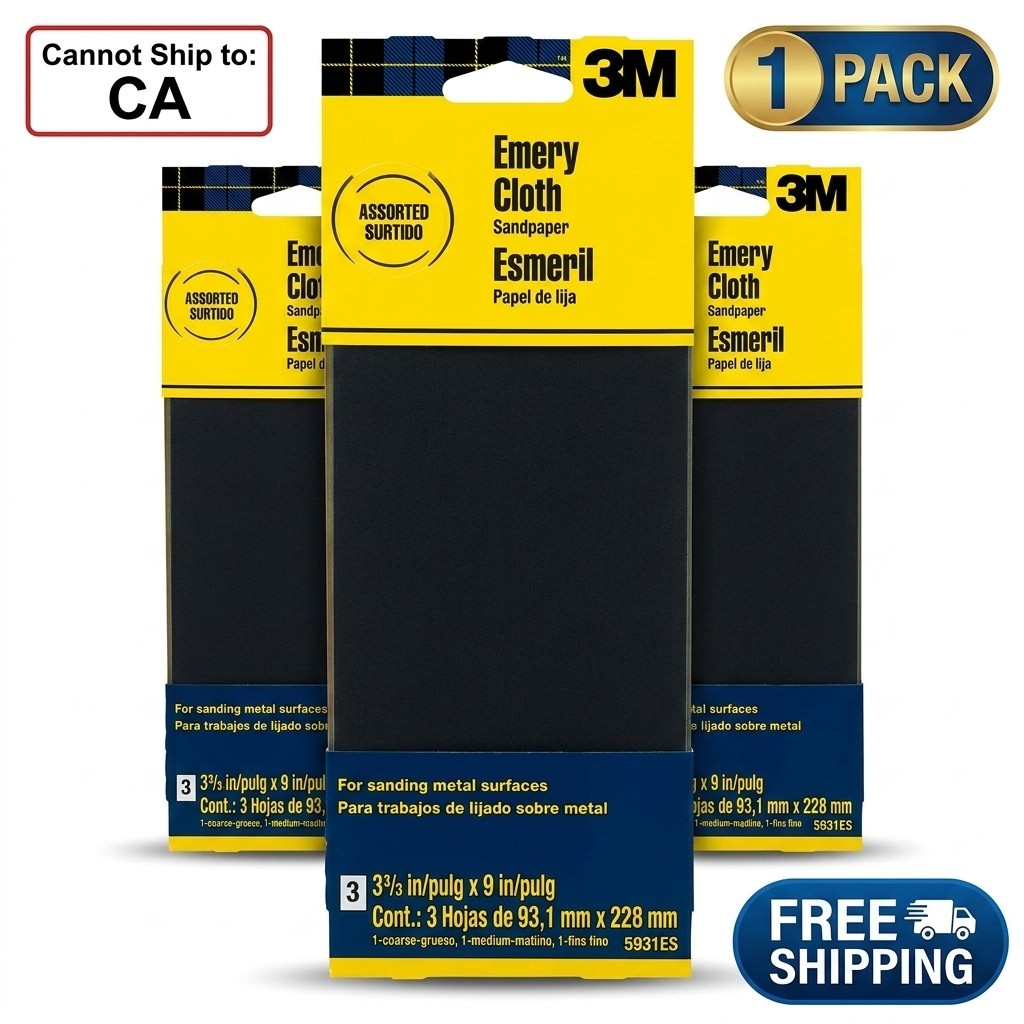 3-Pack Assorted Grit Emery Cloth Sandpaper – Coarse, Medium, Fine