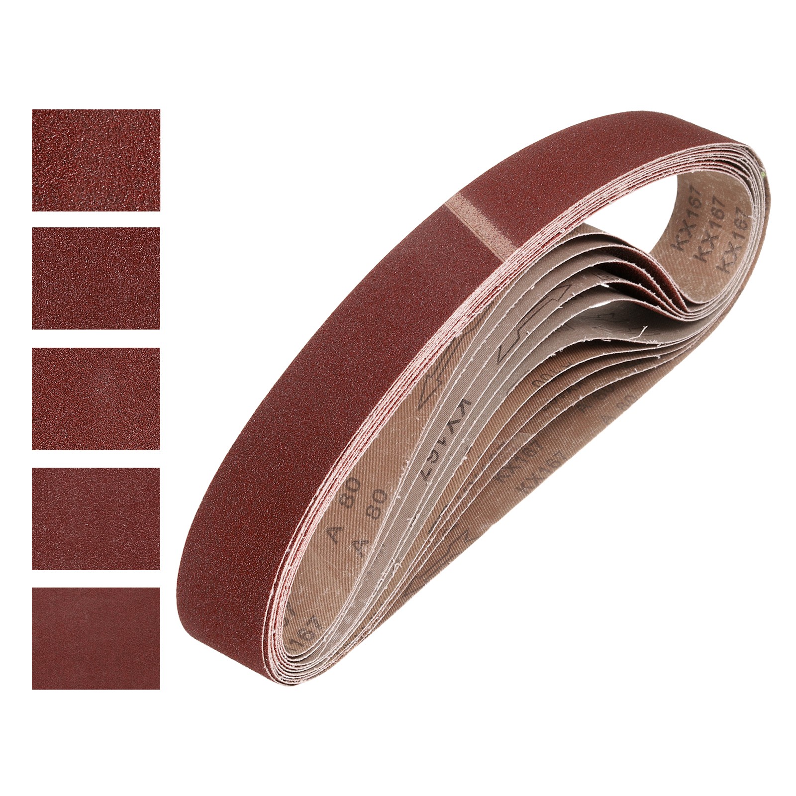 2 x 42 Inch Sanding Belts, 15 Pcs 80/120/150/240/400 Grits Aluminum Oxide