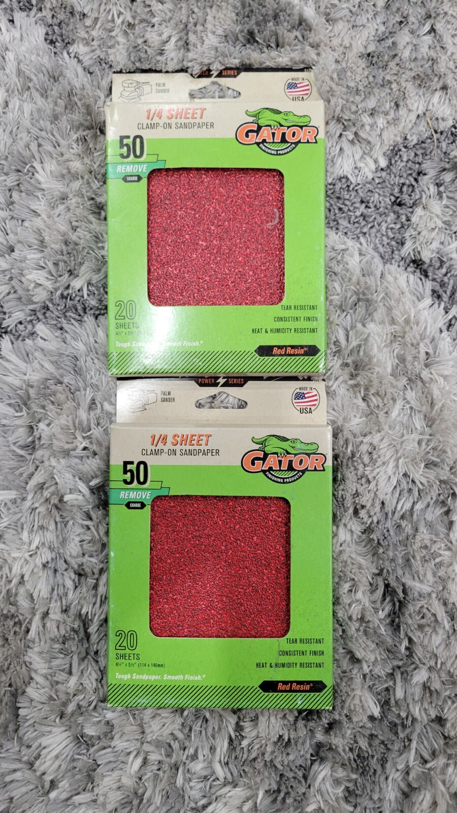 50 Grit Coarse Gator brand Sandpaper 1/4 Sheets 4.5″ x 5.5″ 20 SHEETS (LOT OF 2