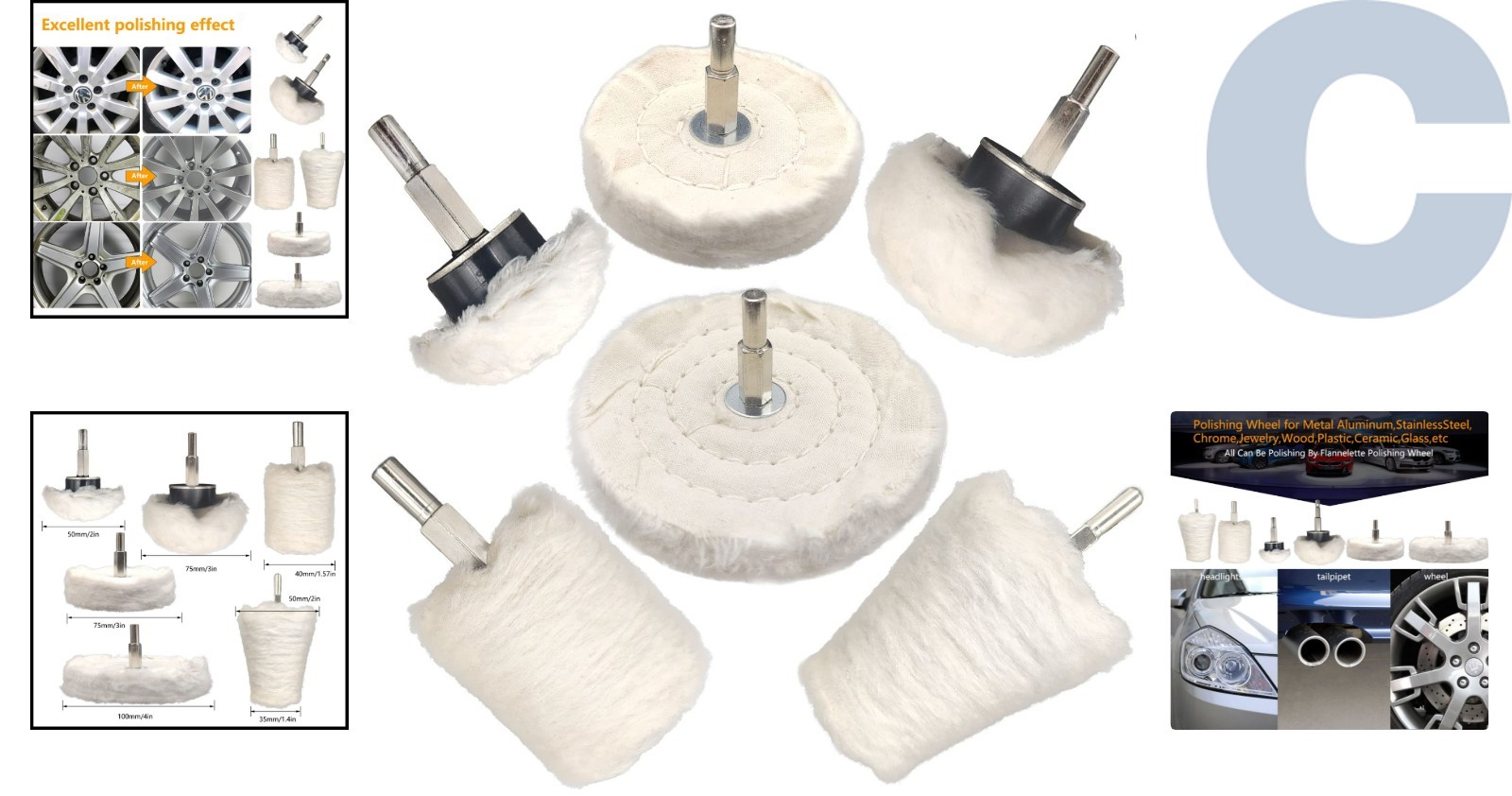 Versatile 6 PC Polishing Wheel Set for Electric Drill – Ideal for Metal & Wood