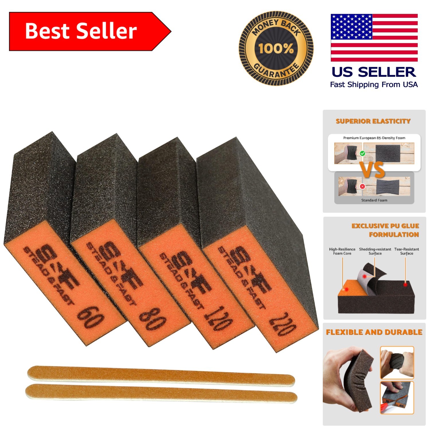 Versatile Multi-Grit Sanding Block Set with Emery Boards for DIY Enthusiasts
