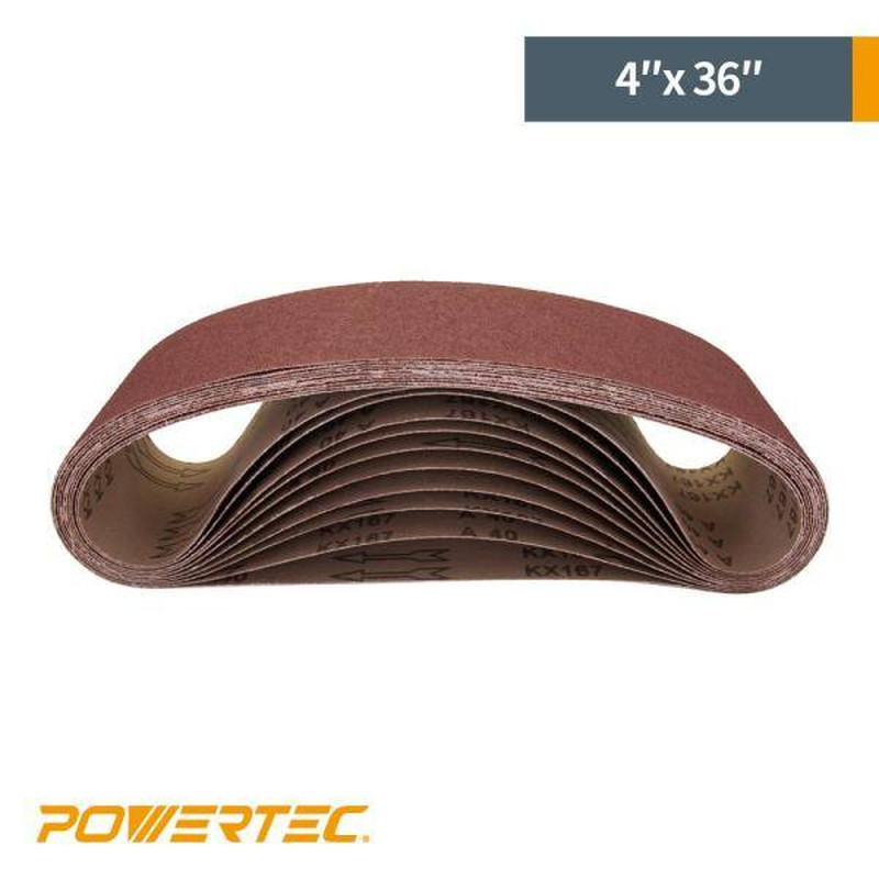 4 In. X 36 In. 40-Grit Aluminum Oxide Sanding Belt (10-Pack)