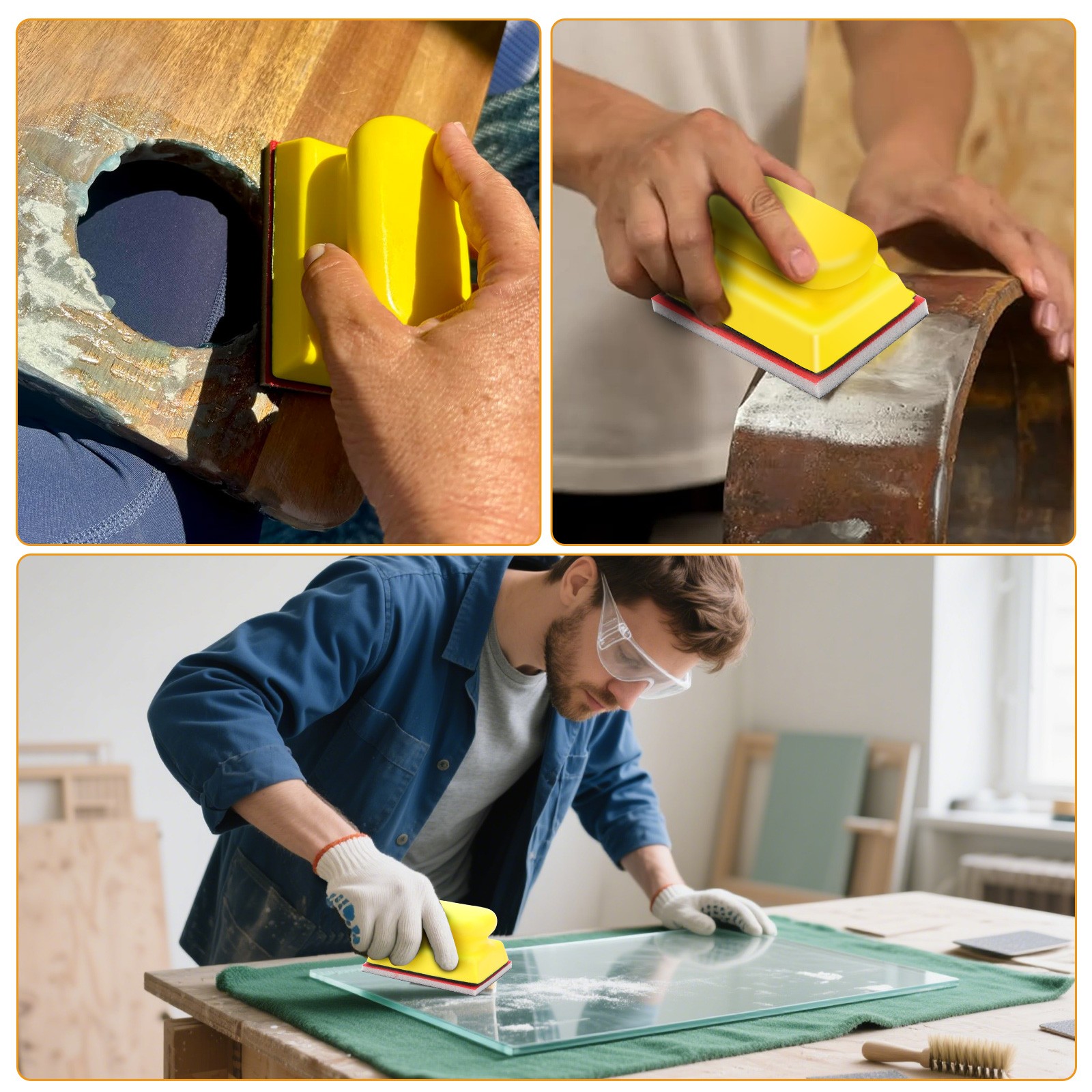 24x Sanding Sponge Set 180-3000 Grit + Hand Sanding Block for Wood Metal Drywall