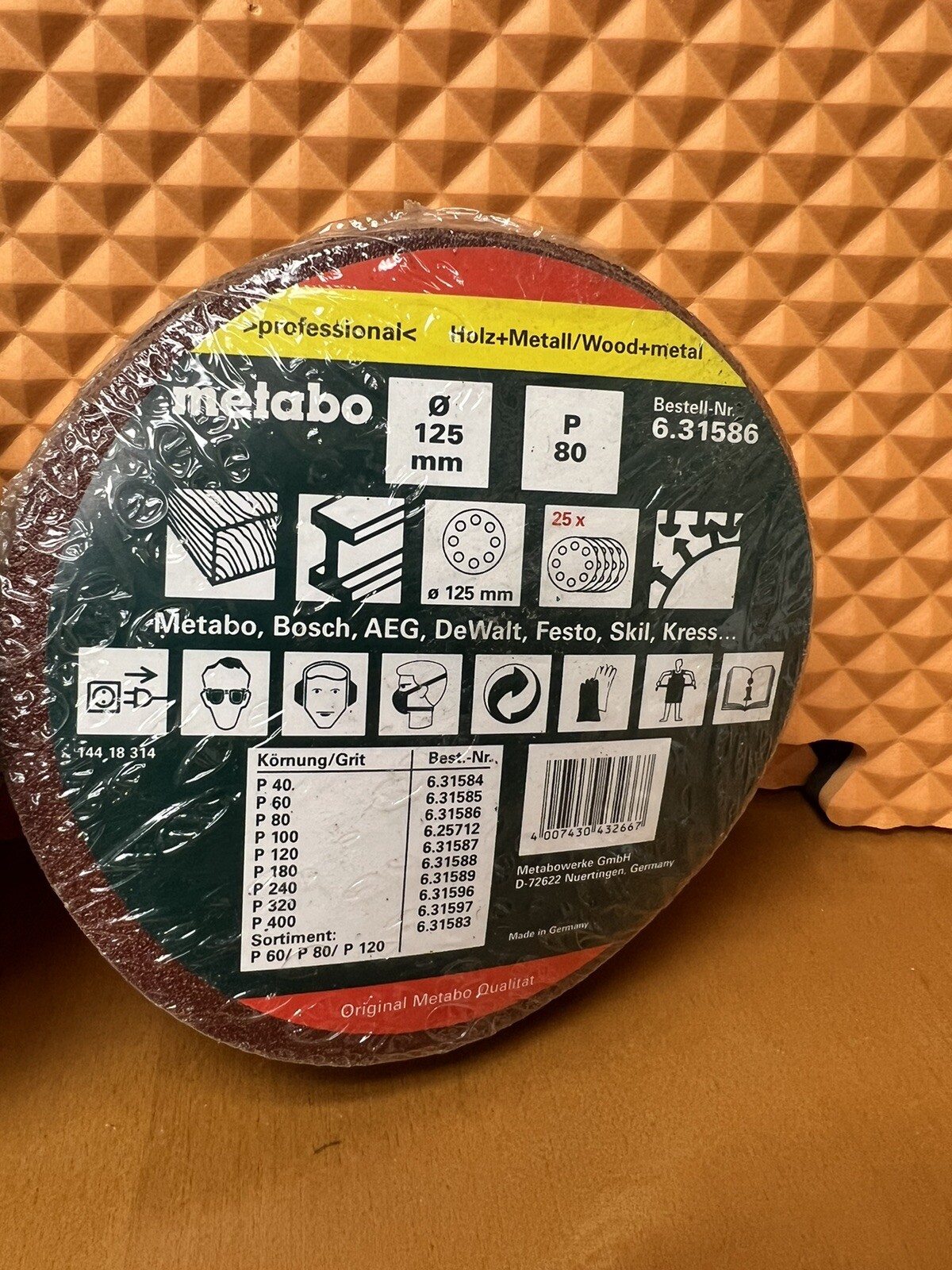 Lot 75 Metabo 80 Grit Sanding Discs 5 inch 8-Hole Hook Loop Orbital Sander Paper
