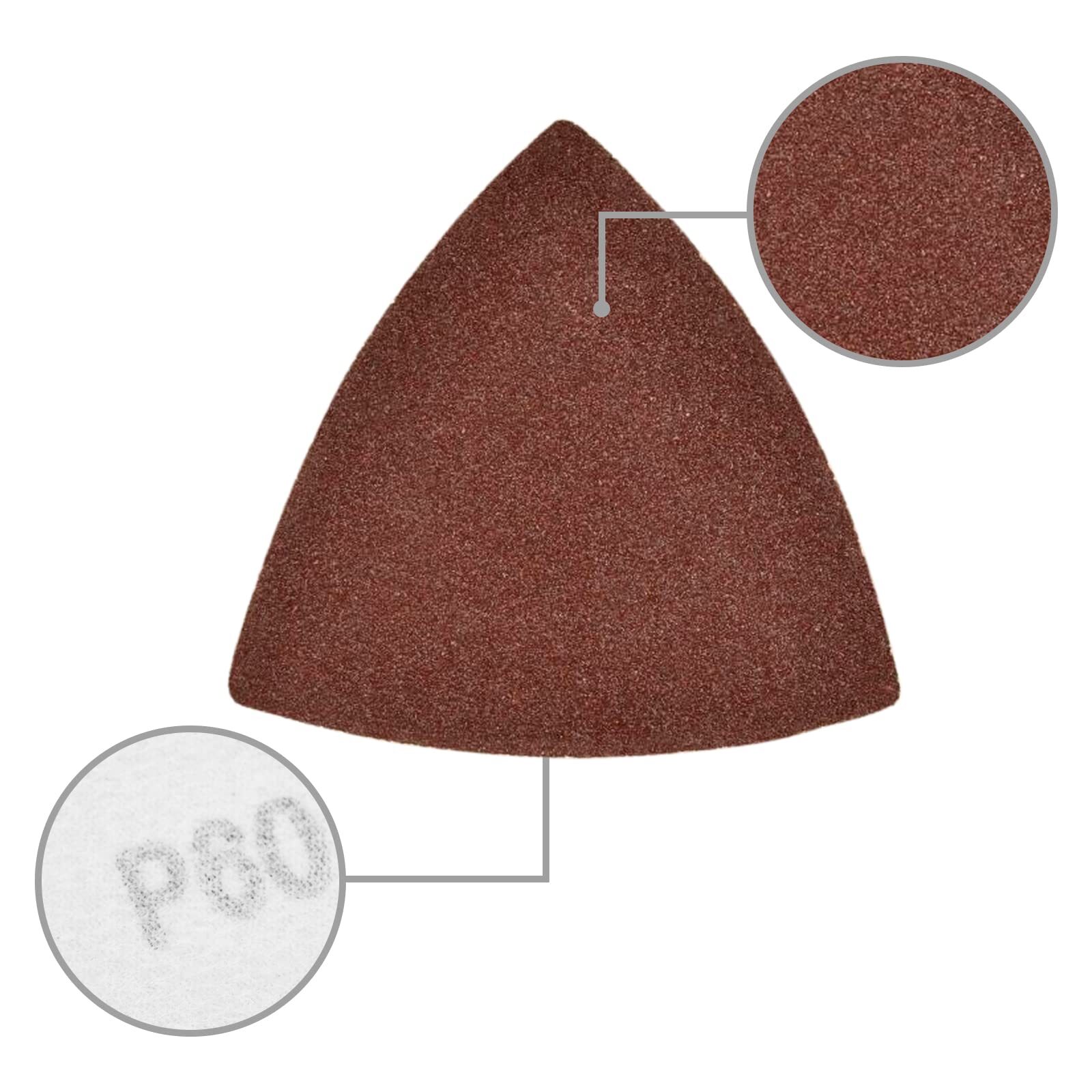 20 Pcs 60 Grit 80mm Triangular Multitool Sandpaper for 3-1/8″ Sanding Pads