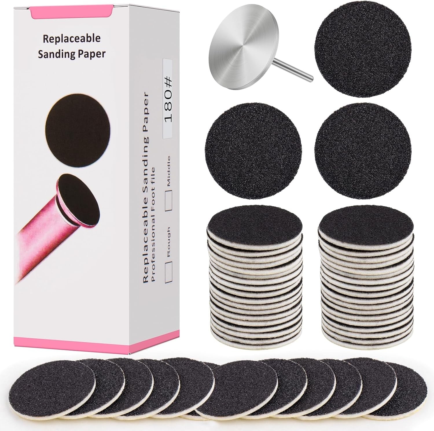 Sanding Paper Discs with Metal Nail Drill Bit Pedicure Sanding Disc 100pcs