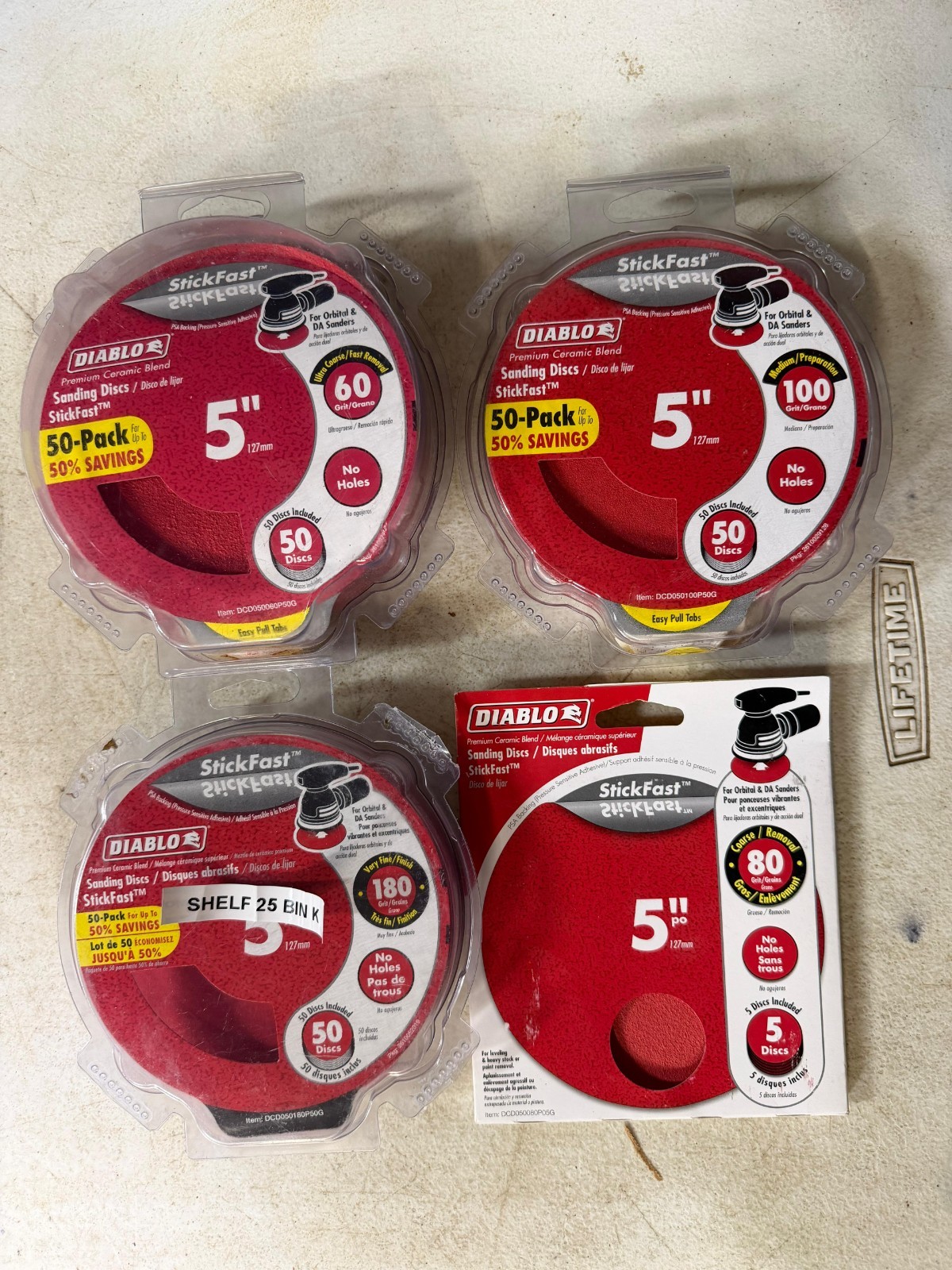 4 CT Diablo Sanding Disc 5″ StickFast 60/80/100/180 Grit 50 Pack Ea