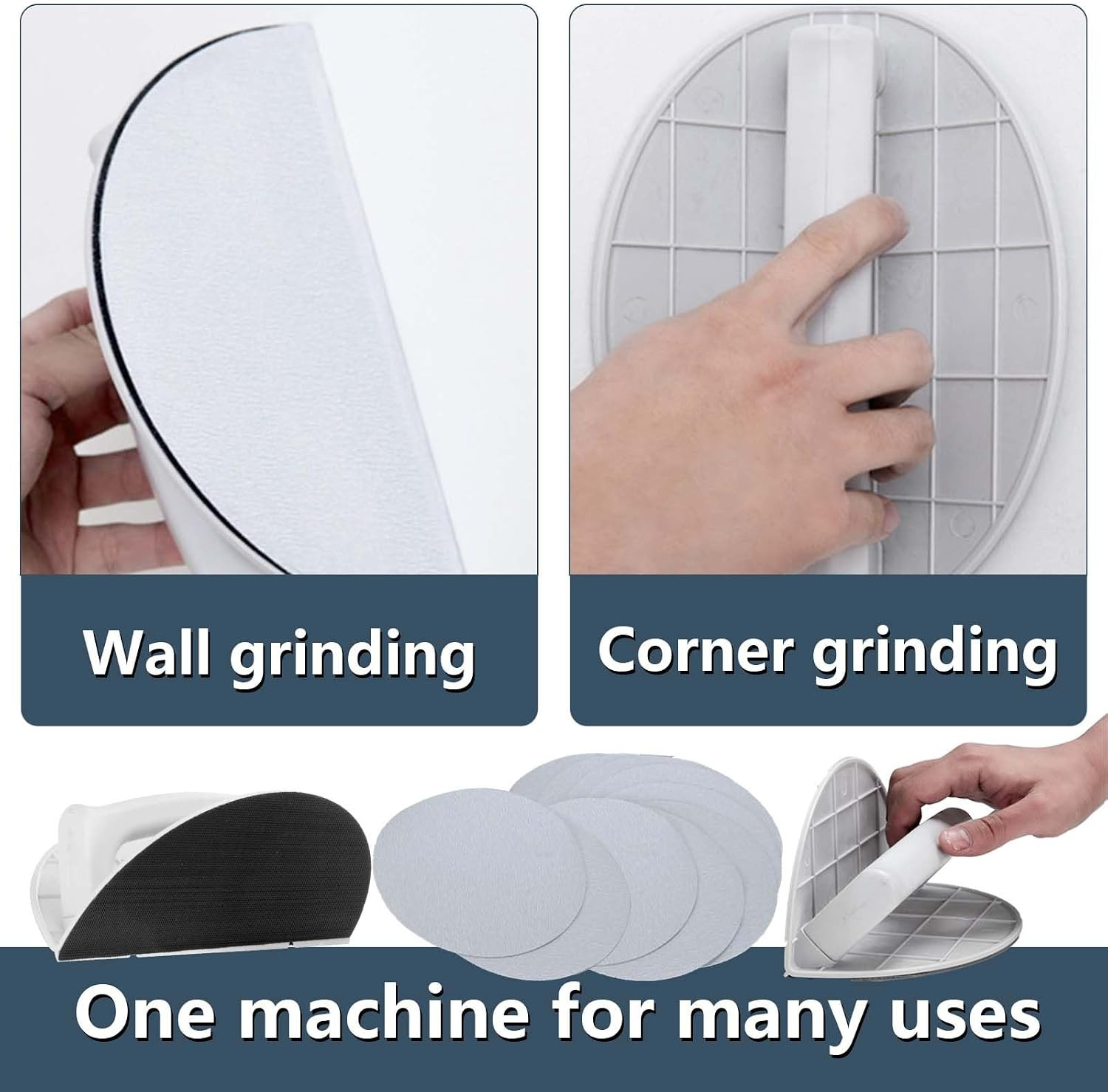 Corner Drywall Sander, Right Angle Semi-Circular Angle Sanding Tool+10Pcs