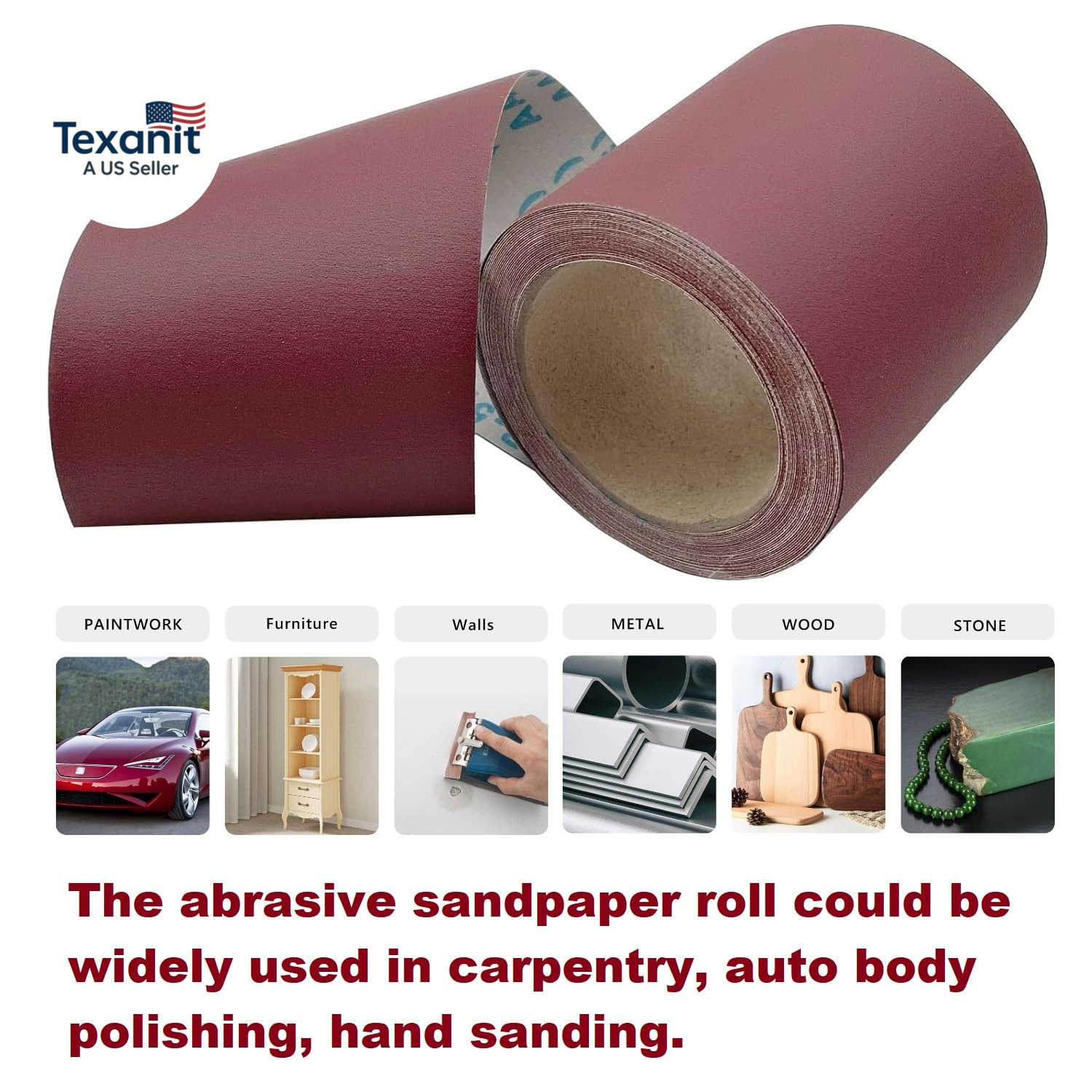 1000 Grit Sandpaper Roll, 1 Metre X 115 Mm Aluminum Oxide Emery Cloth Abrasive P