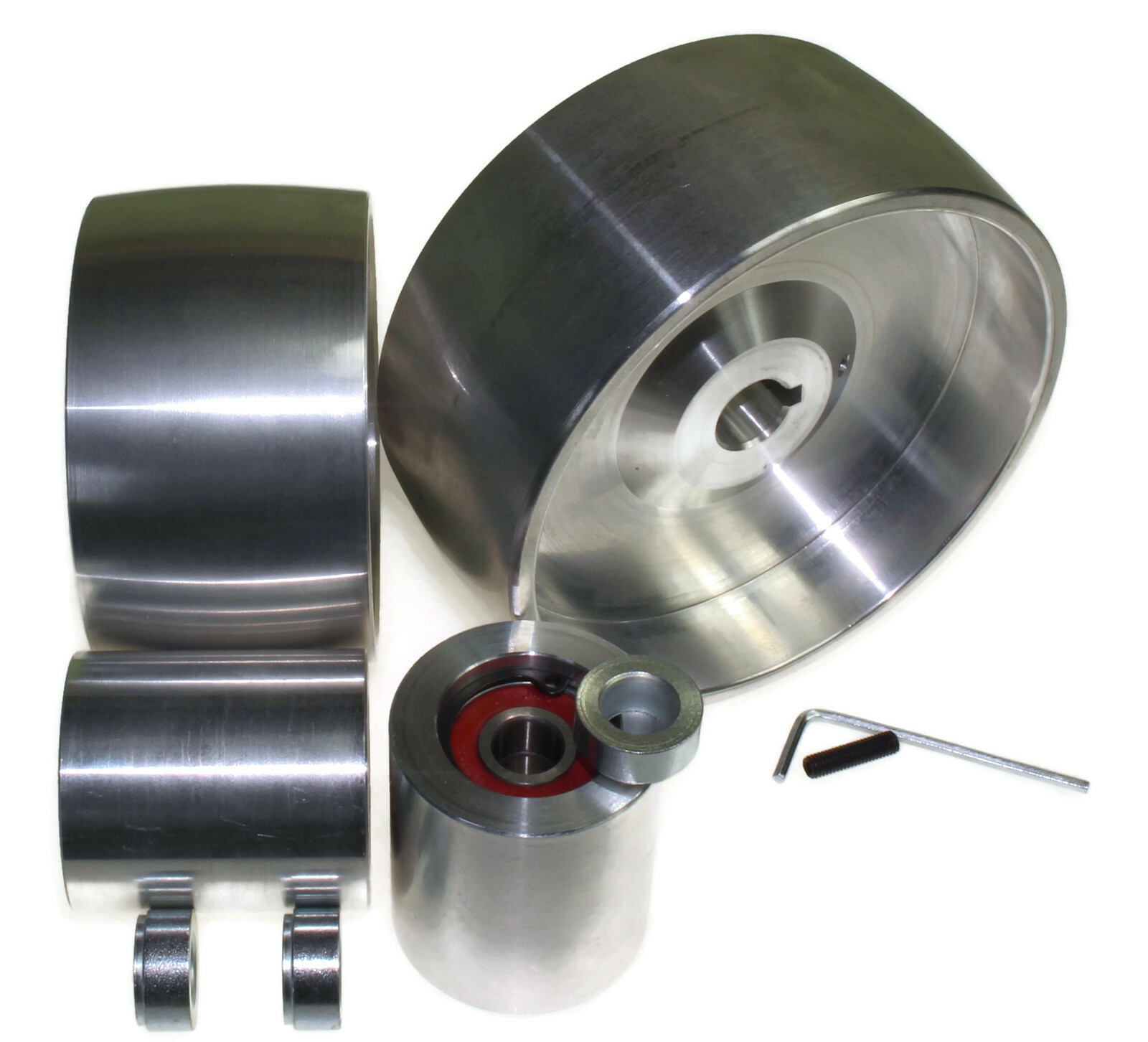 Belt Grinder wheel set knife grinder 5″ Drive-5/8″ shaft, 4″ tracking, 2″ Idler