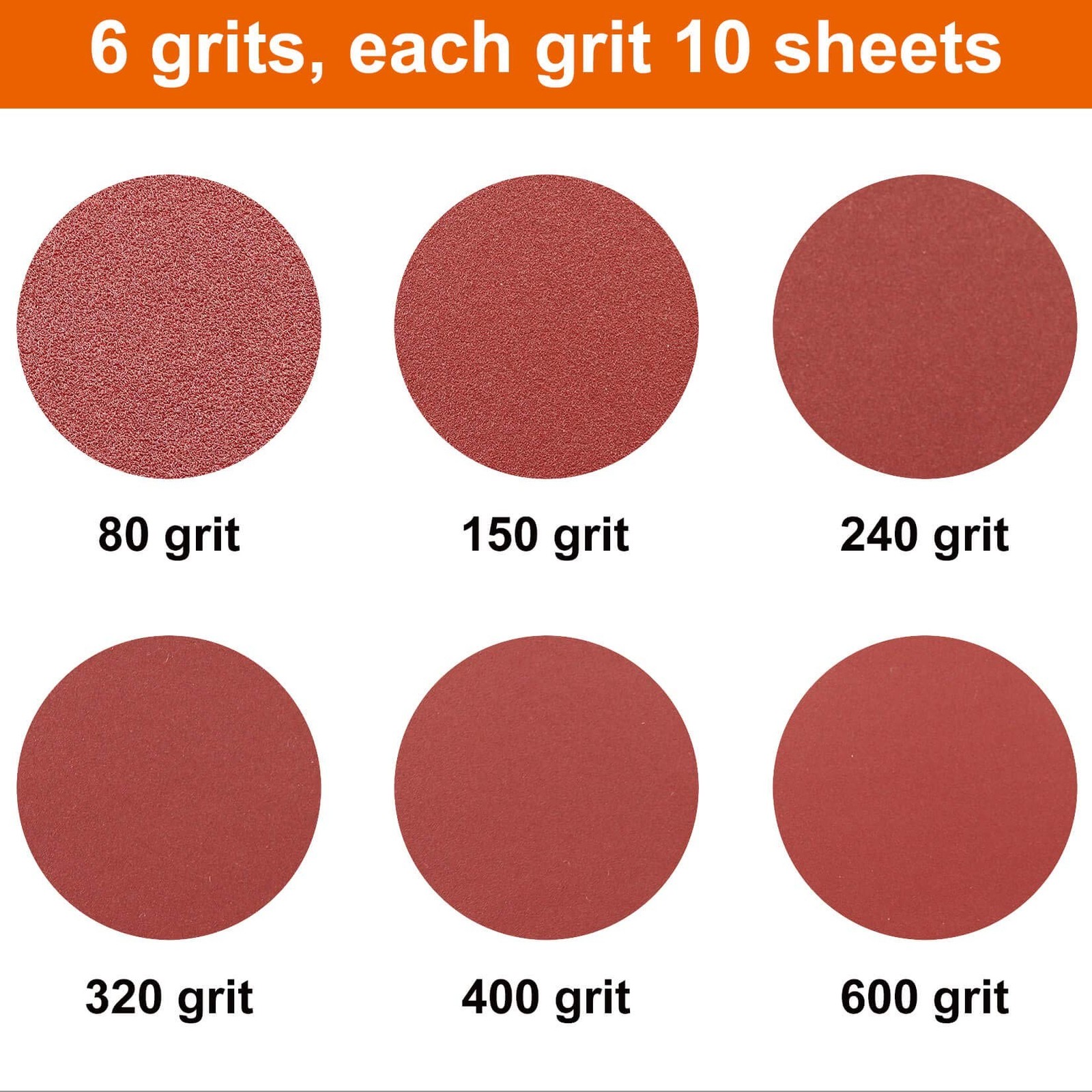 Detail Sander Paper, 80-600 Grits, Hook and Loop Backing, 5 Holes, for Sandin…