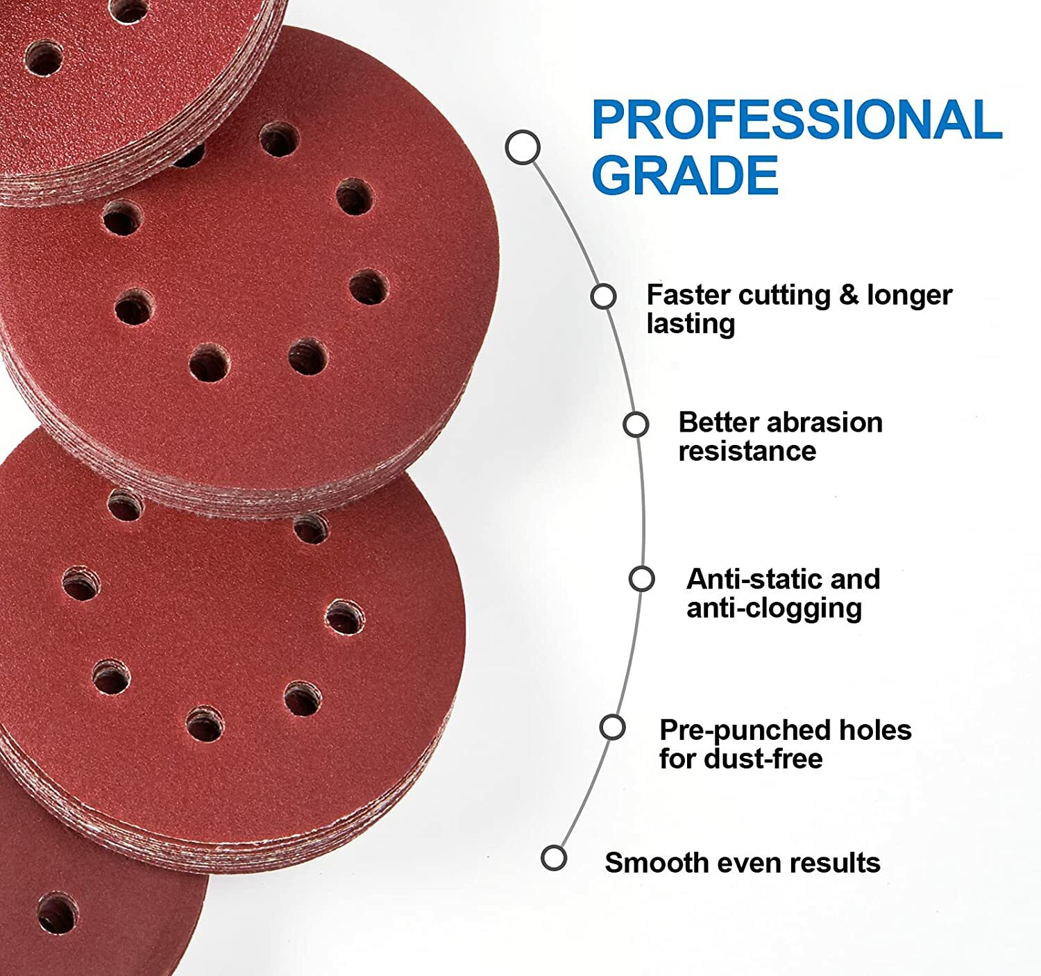SATC 5PCS 5-in 2000 Grit Hook Loop Sanding Discs 8-Hole Orbital Sander Sandpaper