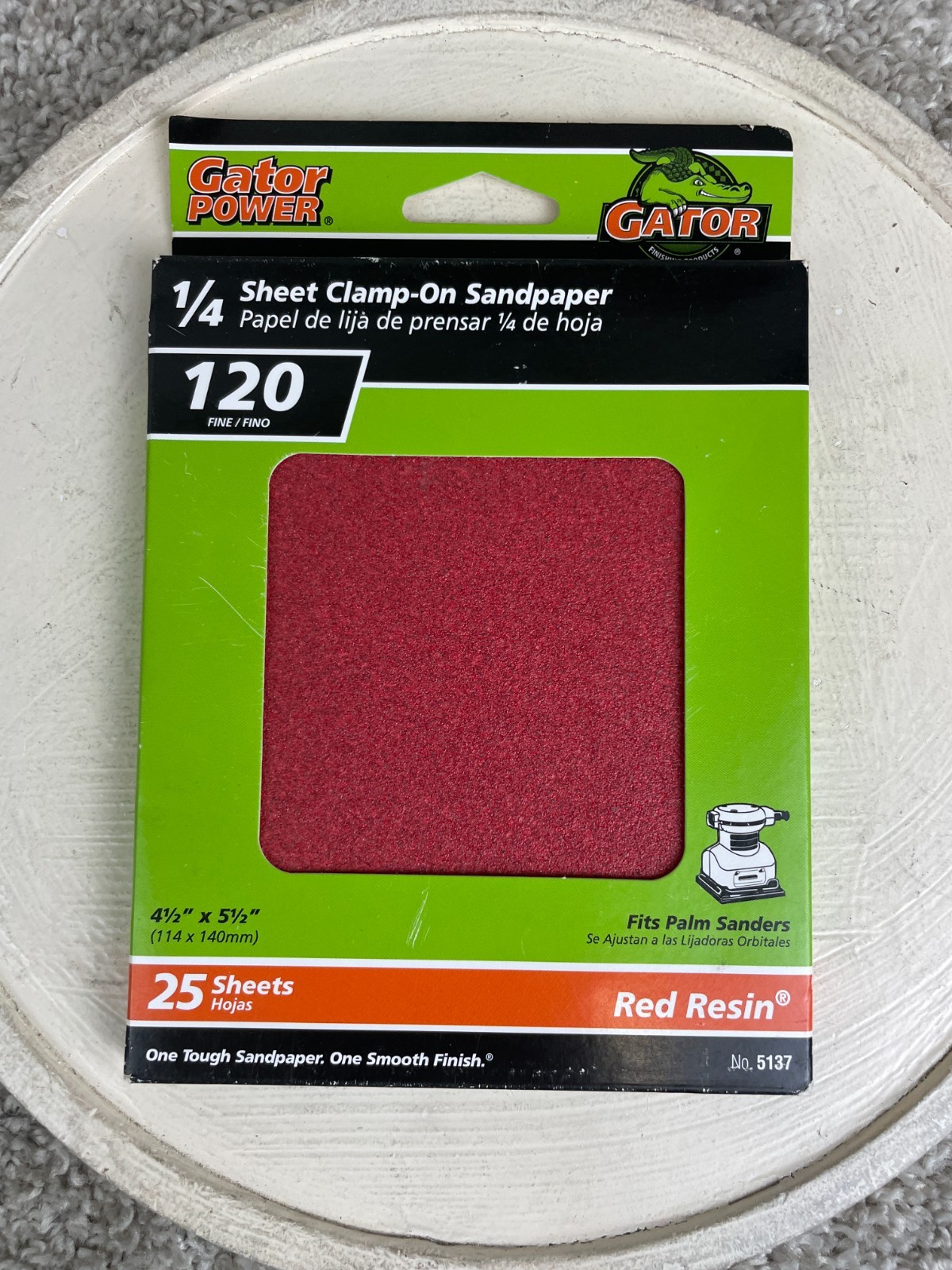 Gator Power 1/4 Sheet Clamp-On Sandpaper 120 Grit 25 Sheets 4.5×5.5 No 5137 NWT
