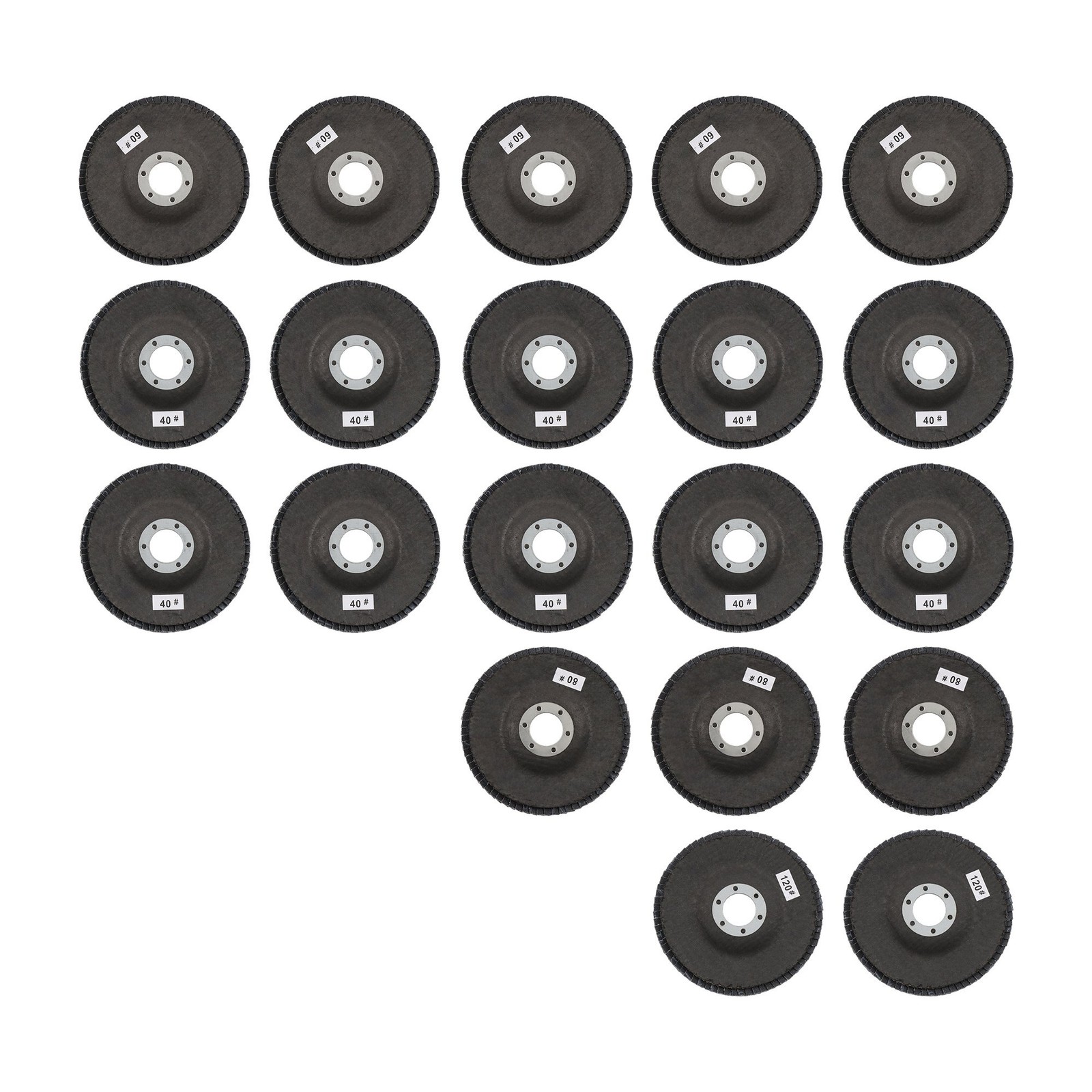 20 Pack 4.5 Inch x 7/8 Inch 40/60/80/120 Grit Flap Discs for Angle Grinder T29