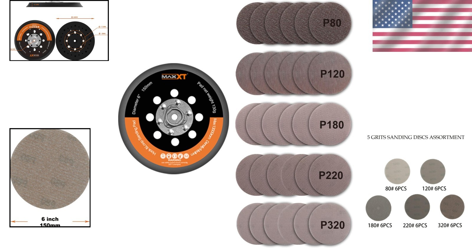 Universal 6″ Hook & Loop DA Sander Backing Pad