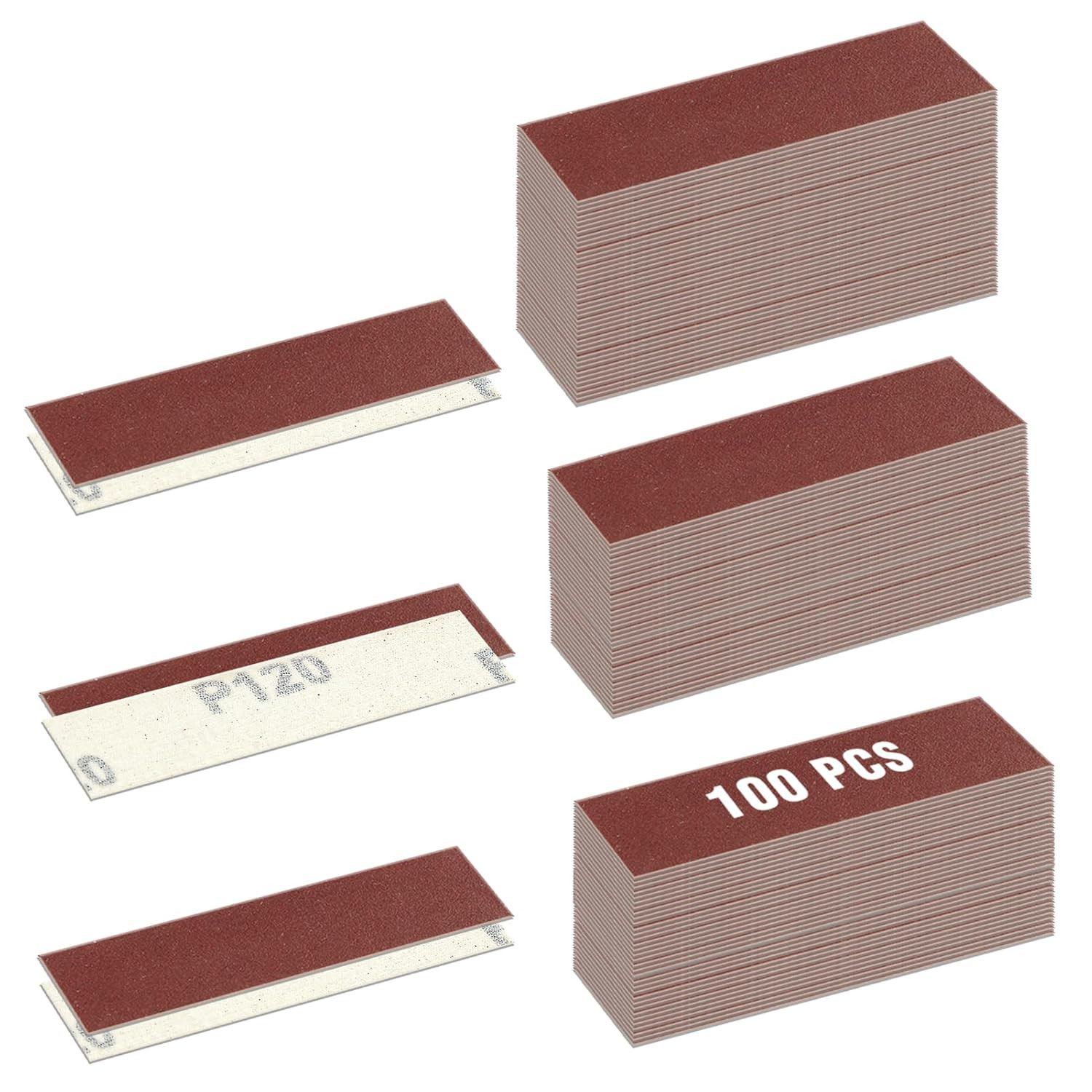 100Pcs Micro Detail Sander Paper Kit 3.5X1.2 Inch Hook and Loop Sandpaper Strips