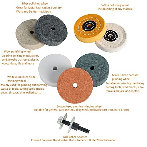 Grinding wheel, Buffing Wheels Kits 3 inches (8 Pieces). for Mini Small