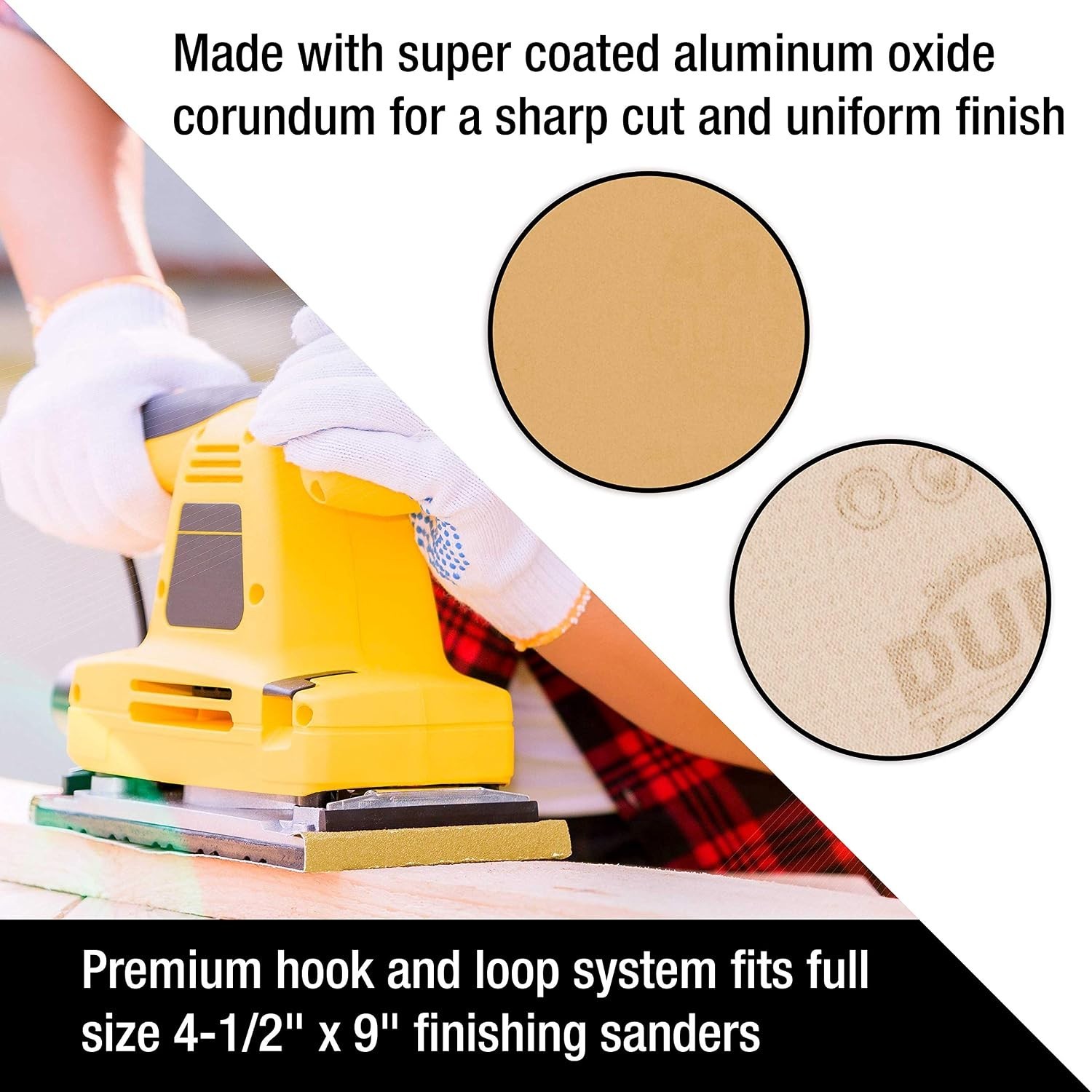 1/2 Sheet Size Gold Sandpaper with Hook & Loop Backing, 3 Each 80, 120, 150, …
