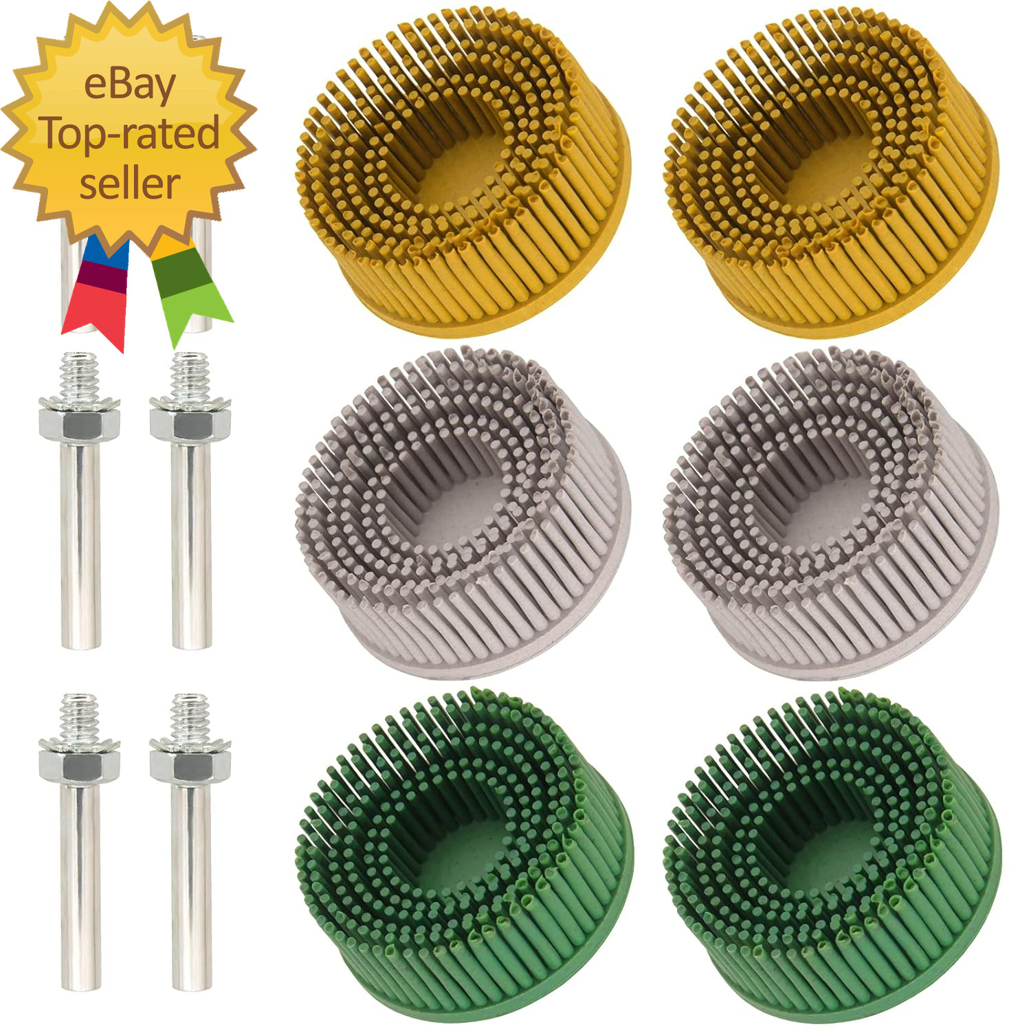 2 Inch Bristle Disc 6 Pieces Bristle Disc Grade 120# 80# 50# Grit Abrasive Coa