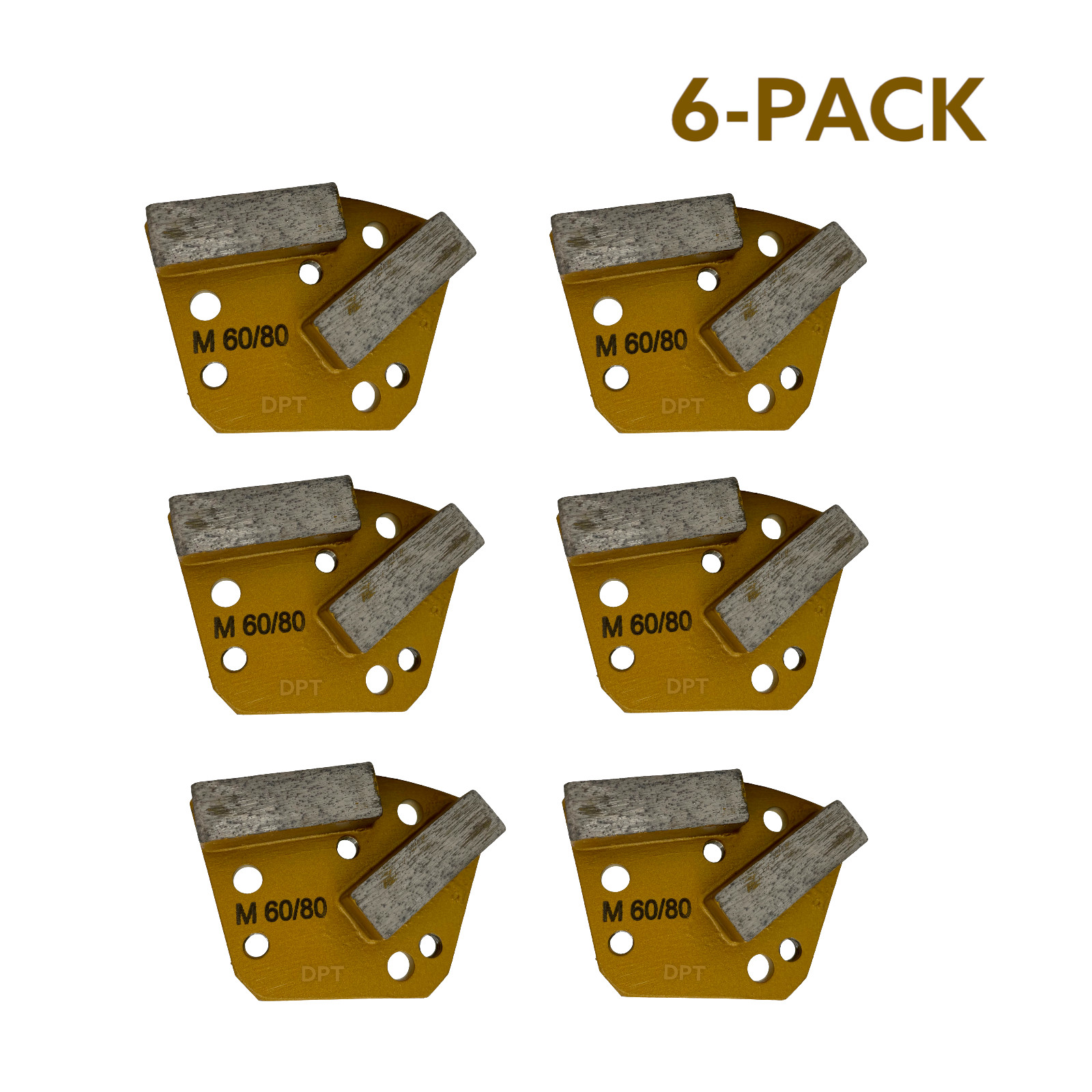 6 Pk Trapezoidal diamond Grinding Discs For Bolt-on Concrete Grinder Medium Bond