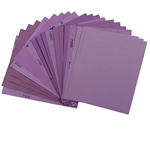 Assorted Grit Sandpaper 9×11″ 25-Pack (800-2500) Wet/Dry Abrasive Sheets for Woo