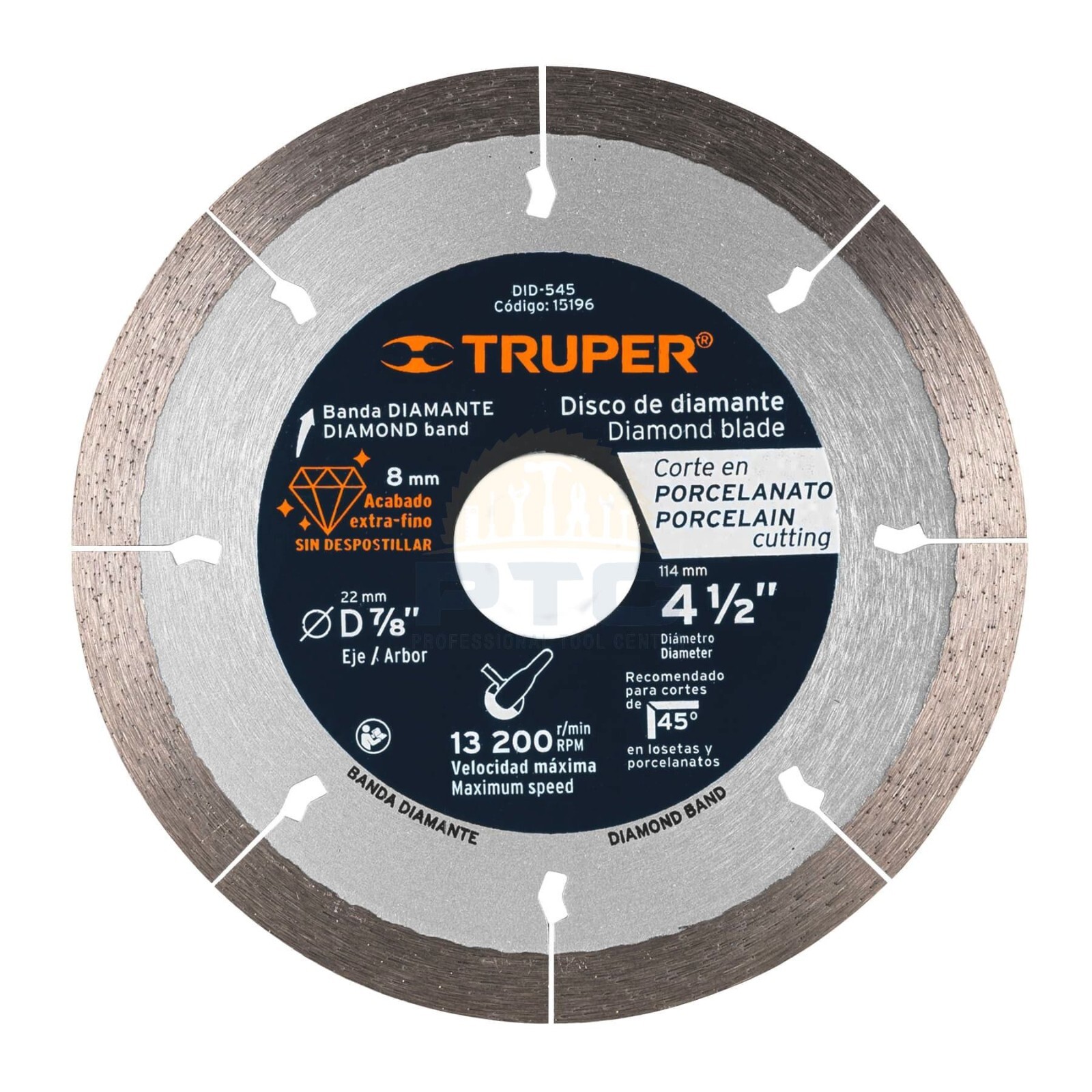 Truper DID-545 4-1/2″ x 1.3 mm diamond blade for cutting porcelain