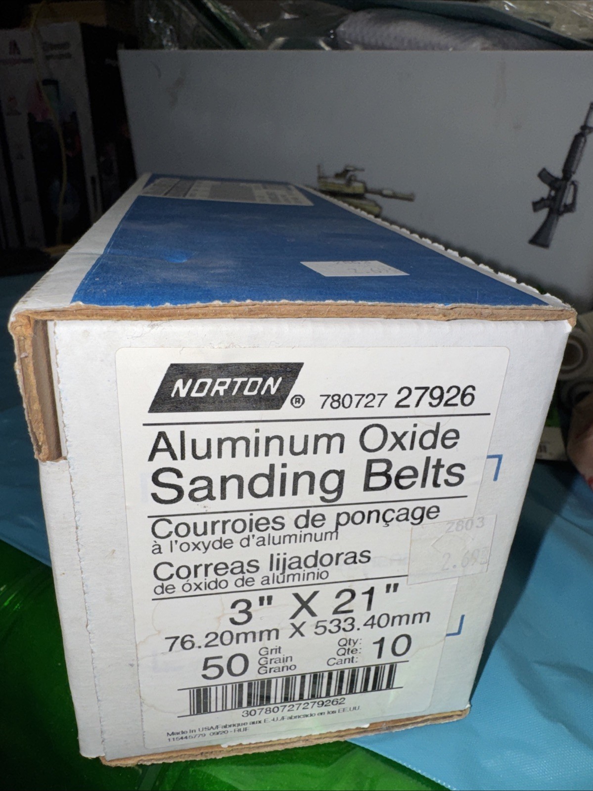 Norton 3” x 21” Sanding Belts 50 Grit Aluminum Oxide 10 Pack Belt Sander USA