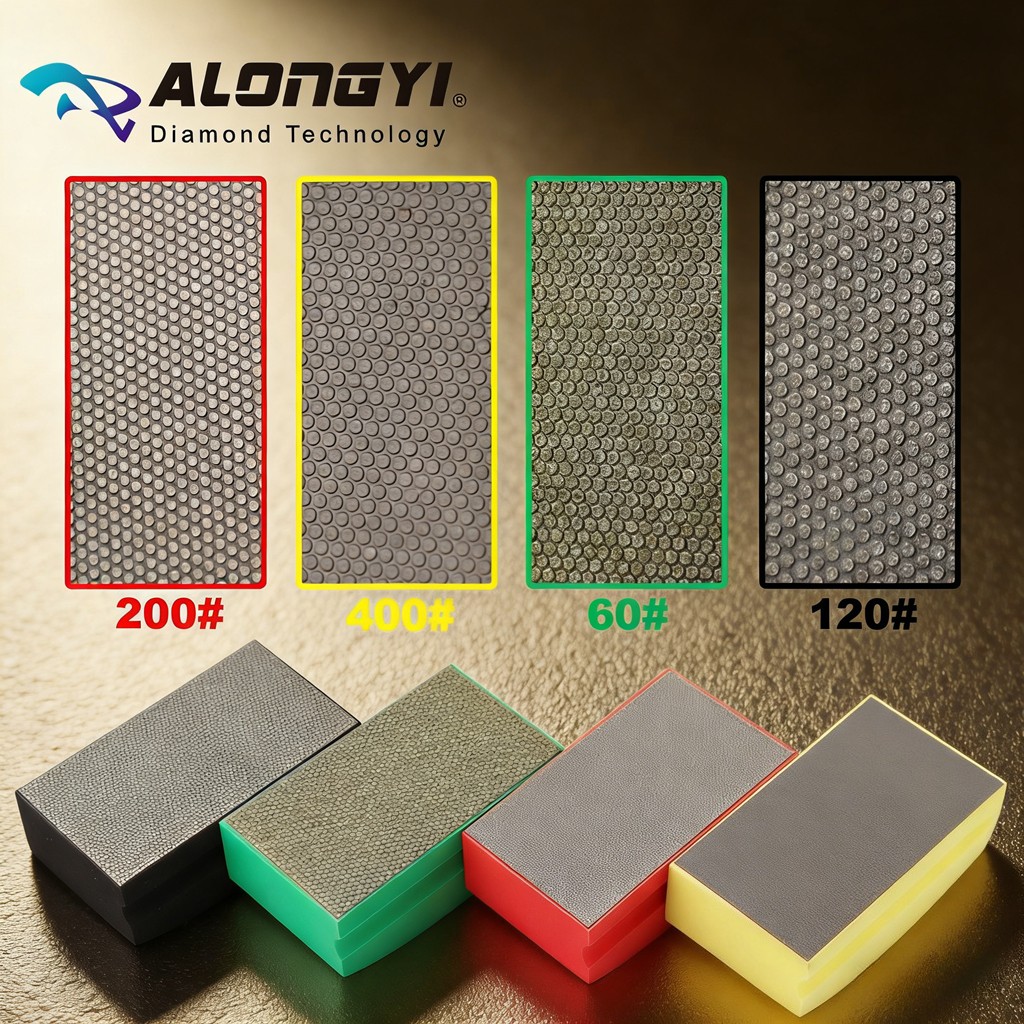 4pcs/Set 100X55mm ElectroplatedDiamond Hand Polishing Pads Arc Shape Backed