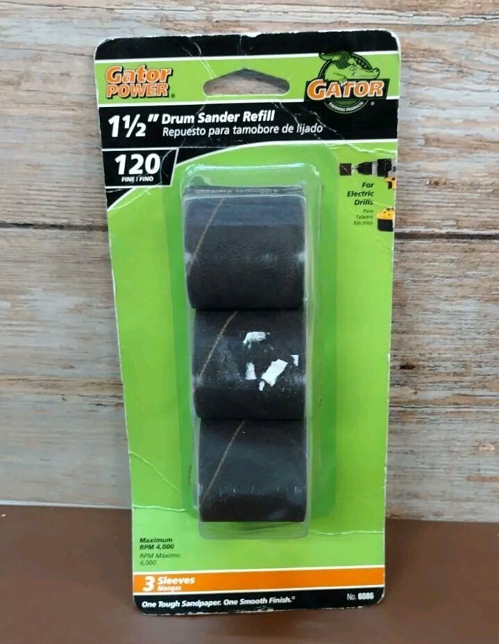 3 Pack Gator Power 1-1/2” Drum Sander Refills 120 Grit # 6086