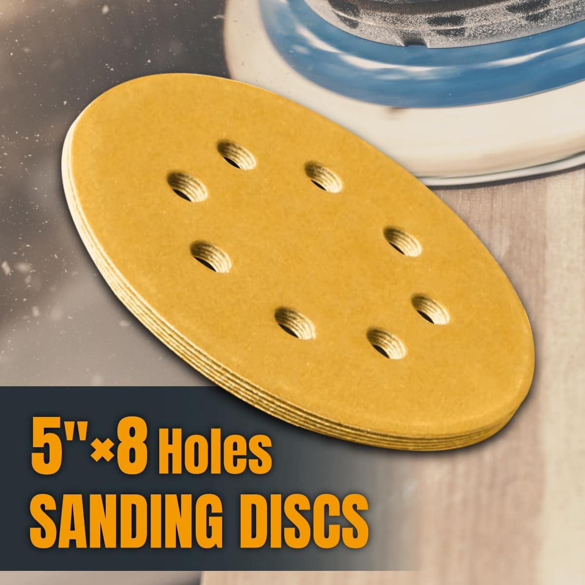 POWERTEC Hook&Loop 8 Hole Sanding Discs 5″ Assorted Orbital Sander Round Paper