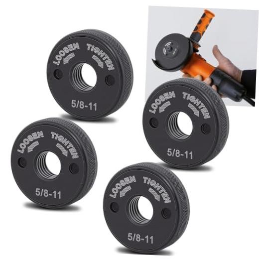 5/8-11 Quick Change Angle Grinder Nut, Self-Locking, 4 Pack | Black – 4 pack