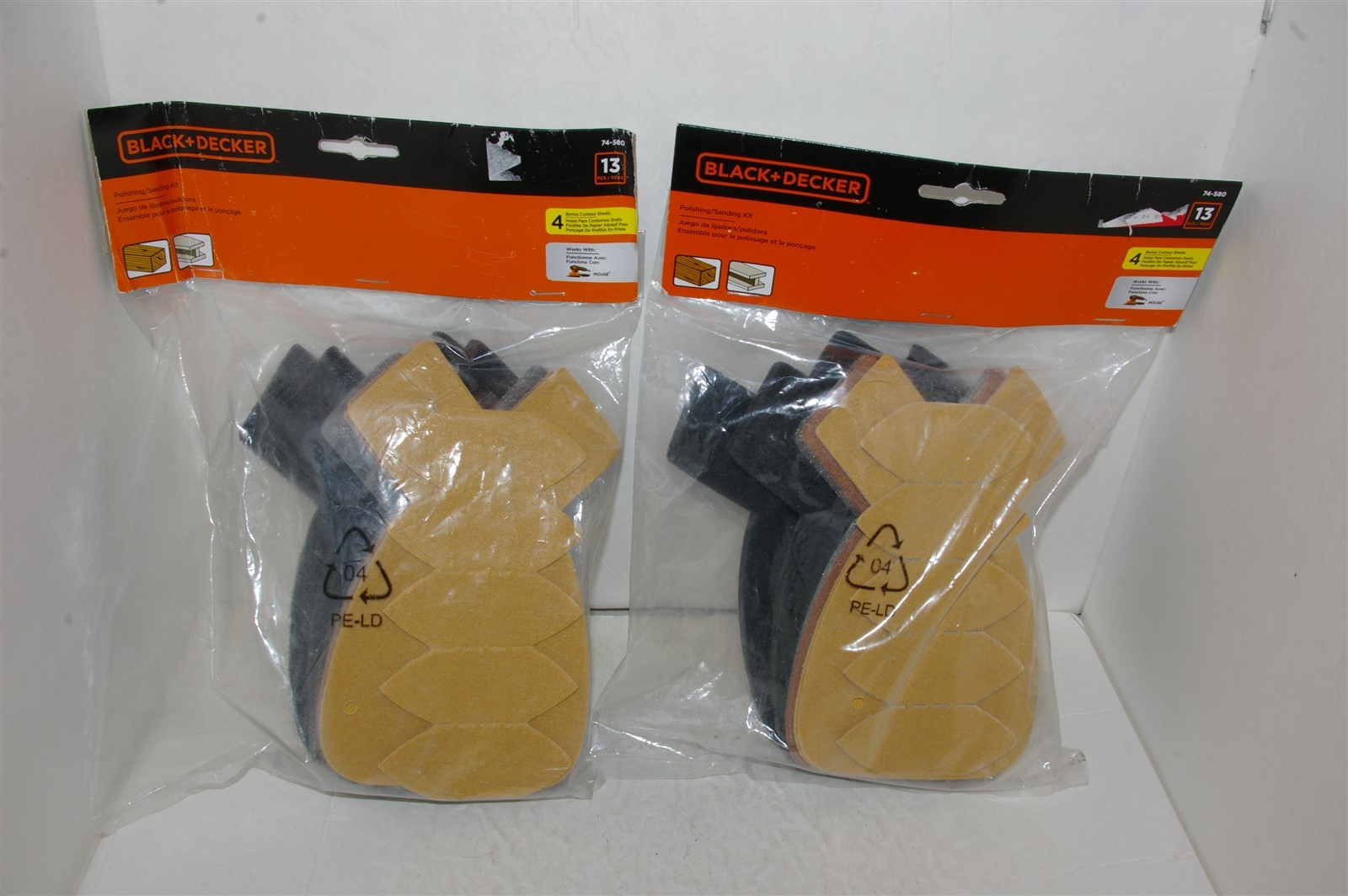 Lot of 2 Black+Decker Mouse Sanding/Polishing Kit 26 PCS 74-580 NEW