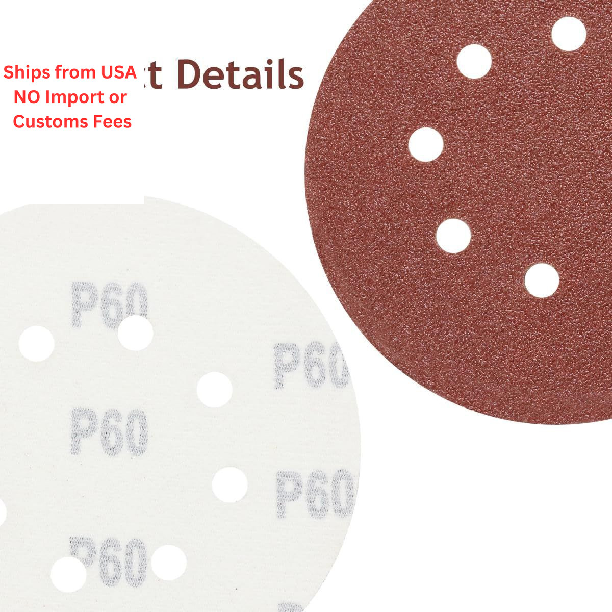 SUPBICCO 50 PCS 5 Inch 8 Hole Sanding Discs, 60 80 120 240 320 5 inches, Gold