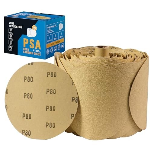 Sanding Discs 6 Inch 80 Grit Adhesive Backed Sandpaper 100pcs for Drill Auto