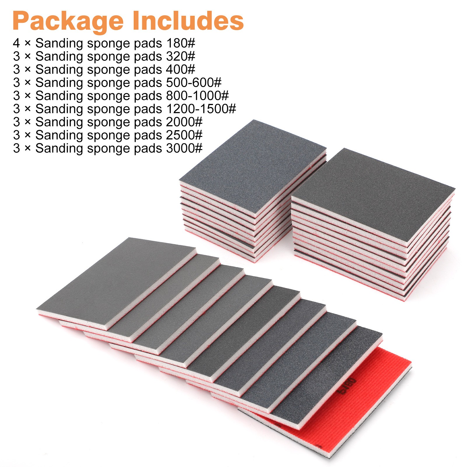 28pcs Sanding Sponge Pads 180-3000 Grit Wet Dry Sandpaper Block for Wood Metal