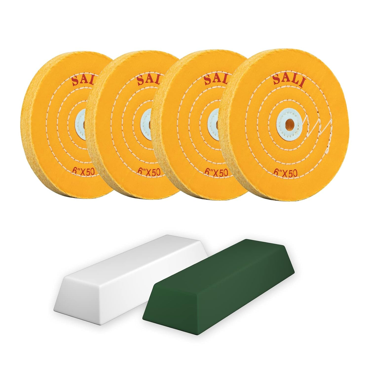 SALI 4 Pack Polishing Wheel for Bench Grinder Buffing Wheel 6 Inch Yellow Cotton
